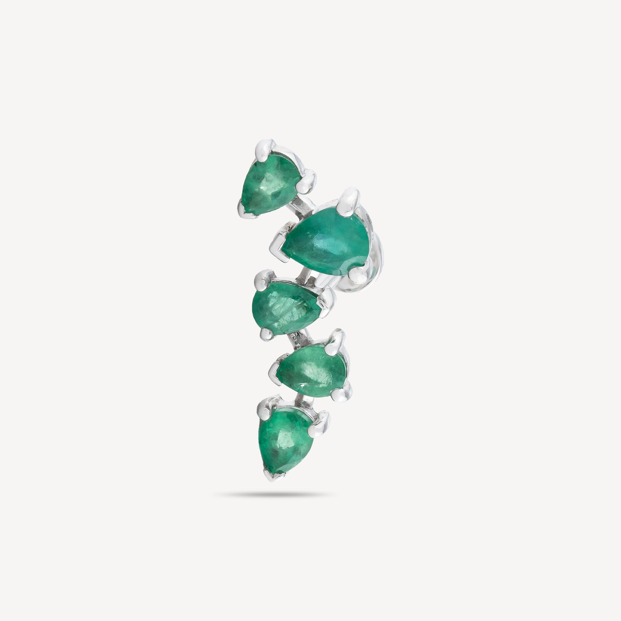 Stud Piercing White Gold 5 Emerald Pears