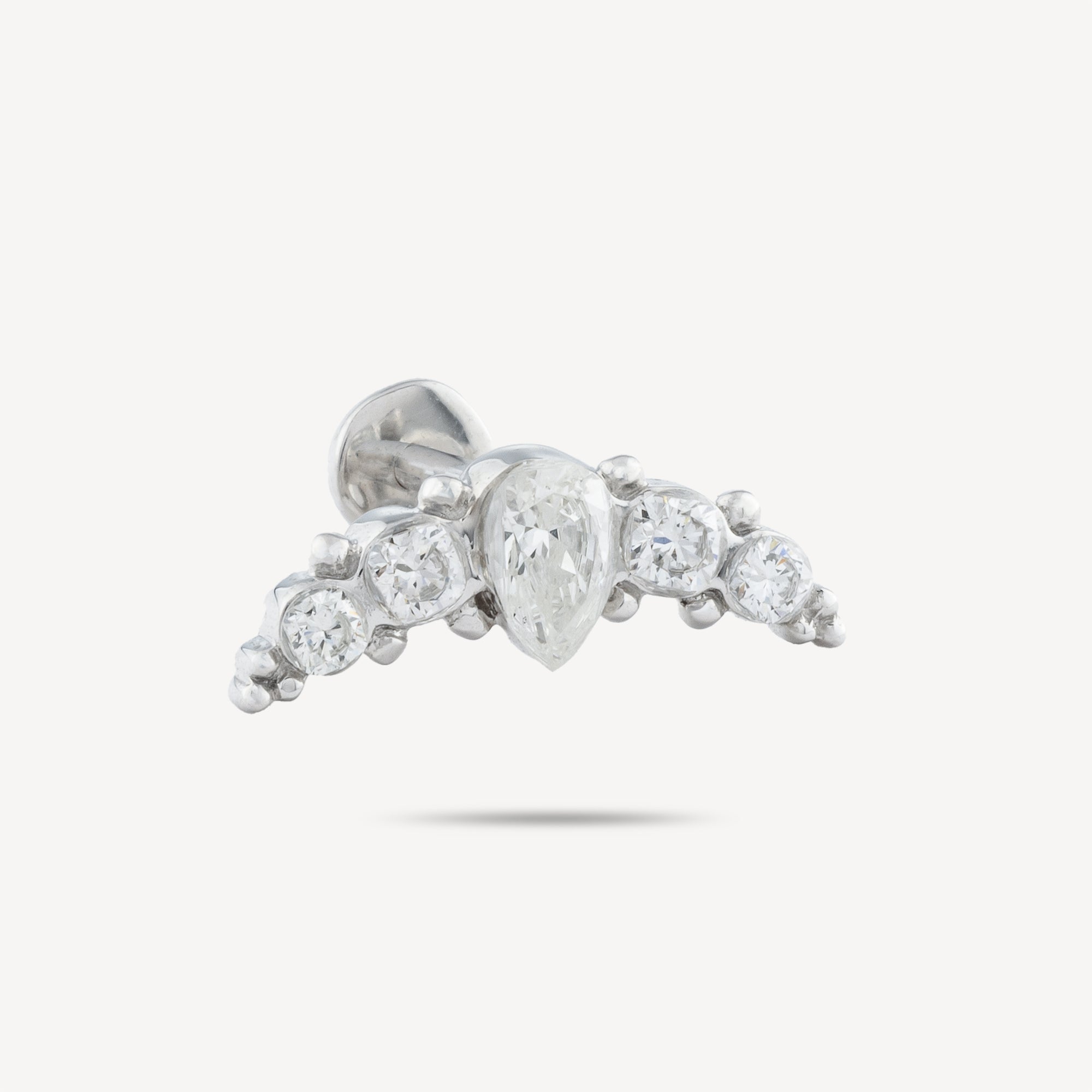 Stud Piercing Or Blanc Arc Diamants Poire