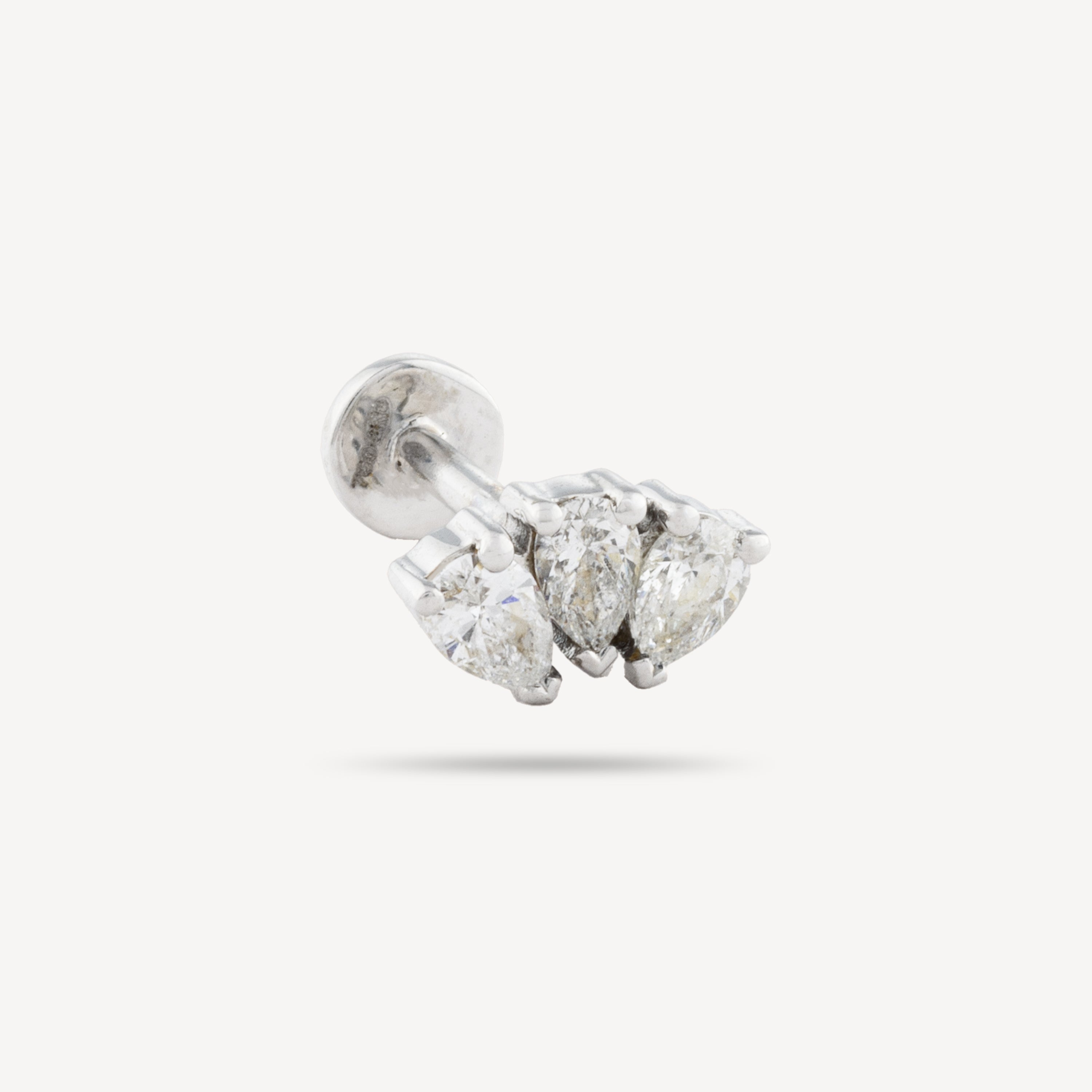 Stud Piercing White Gold 3 Pears