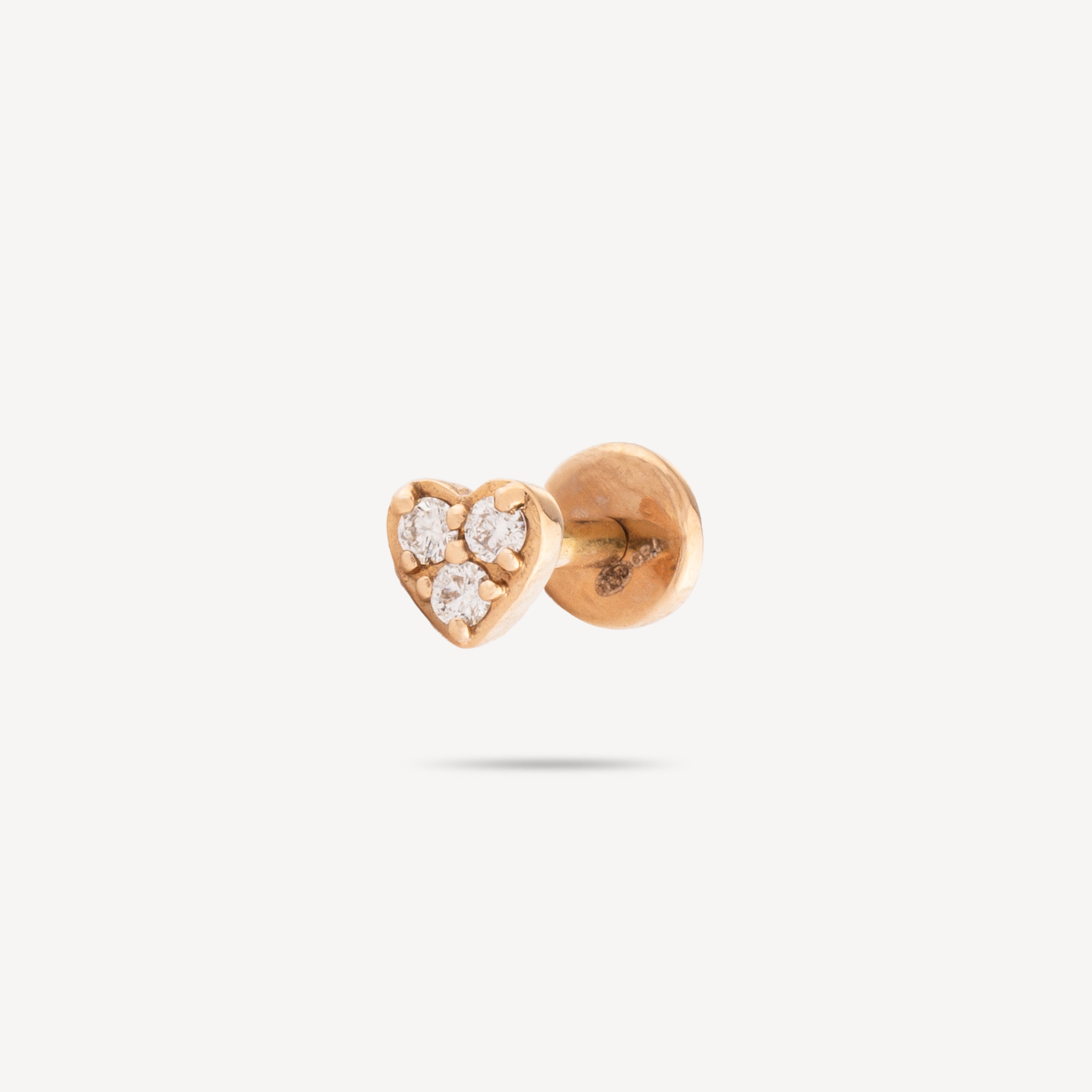 Stud Piercing Rose Gold Mini Pavé Heart