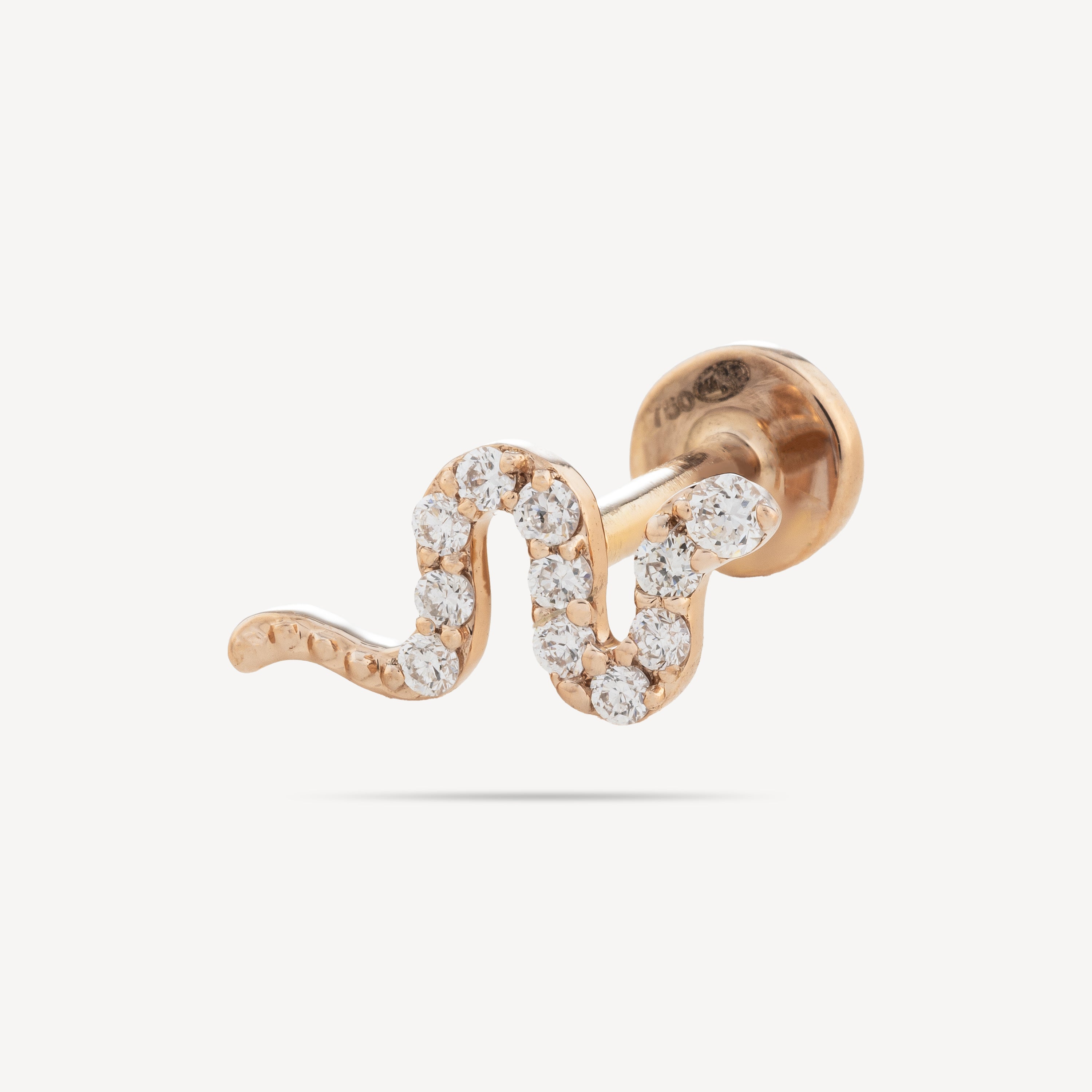 Stud Piercing Or Rose Serpent Pavé