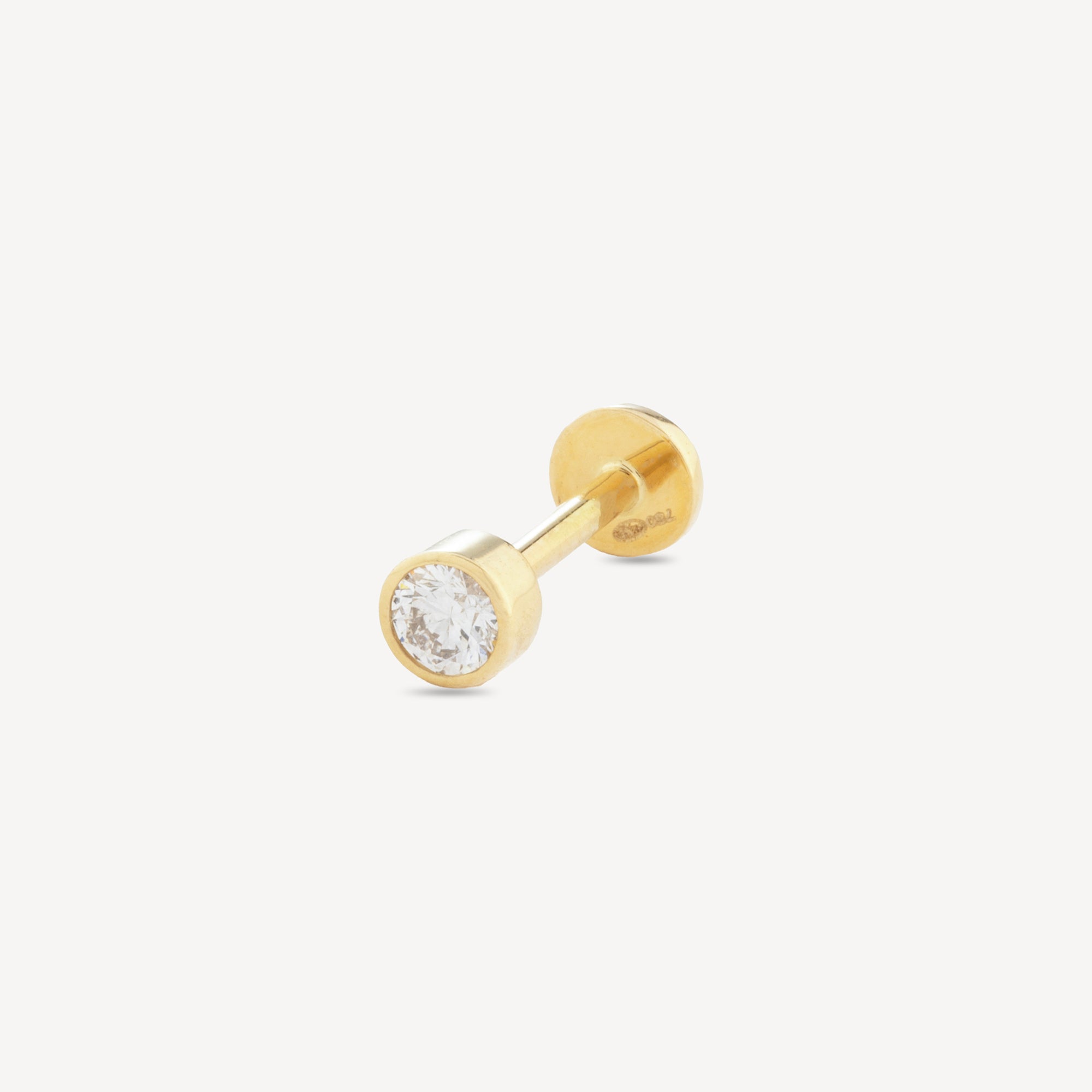 Ohrstecker-Piercing-Röhre 8 mm, Gelbgold, Diamant 2,5 mm