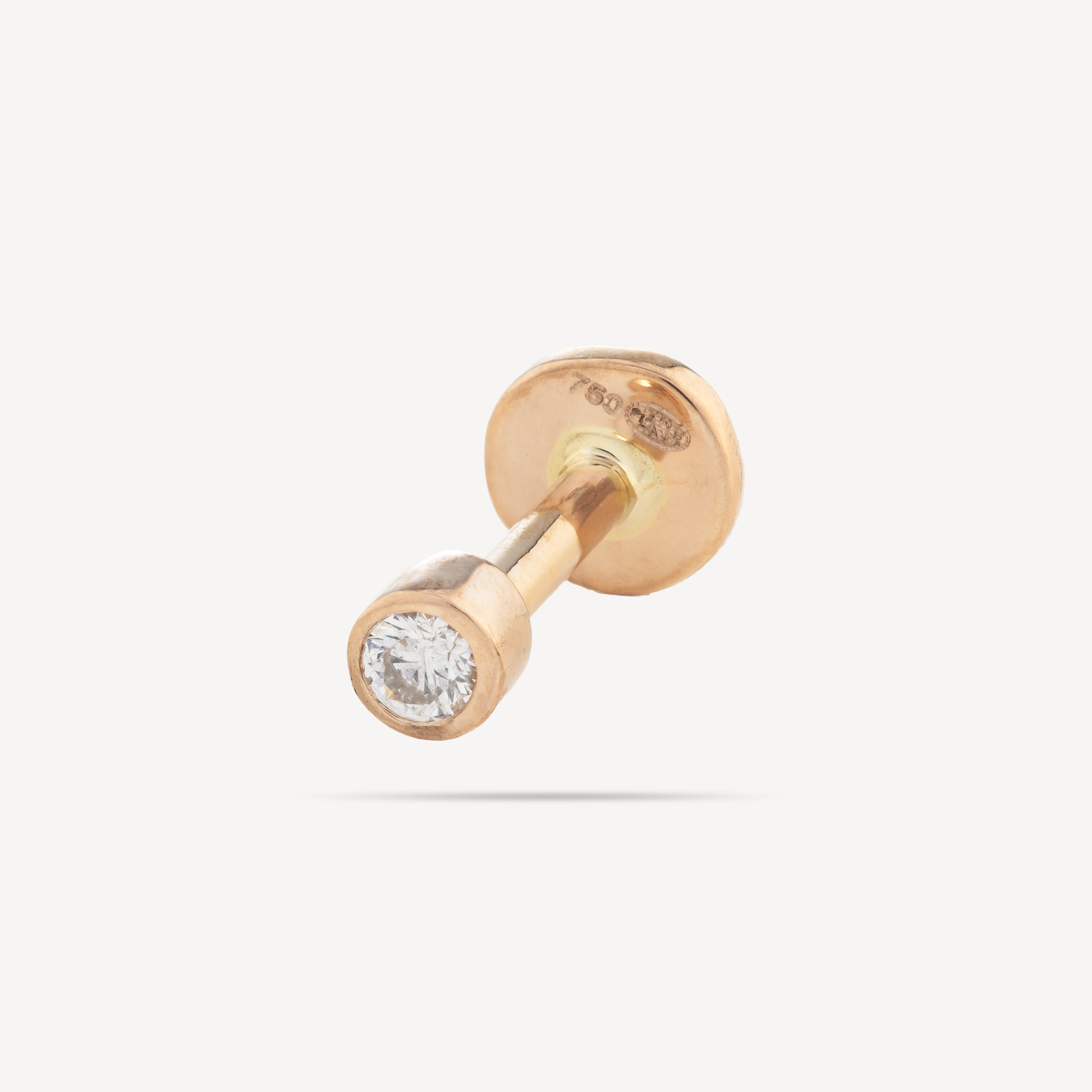 Ohrstecker-Piercing-Röhre, 8 mm, Roségold, Diamant, 1,6 mm