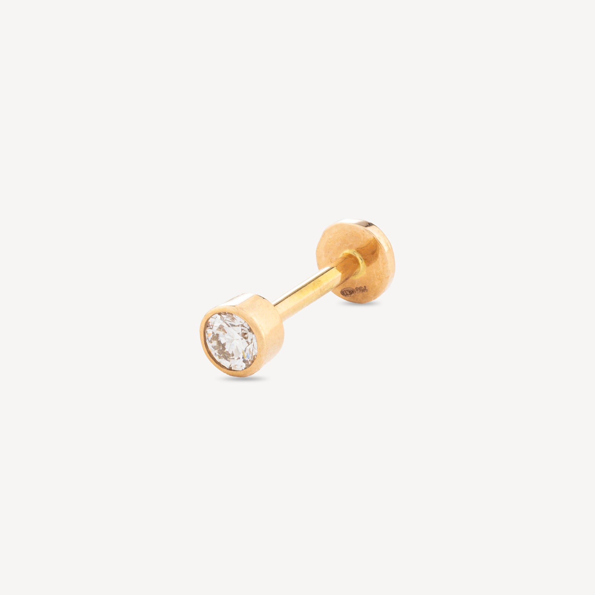 Ohrstecker-Piercing-Röhre, 8 mm, Roségold, Diamant, 2,5 mm