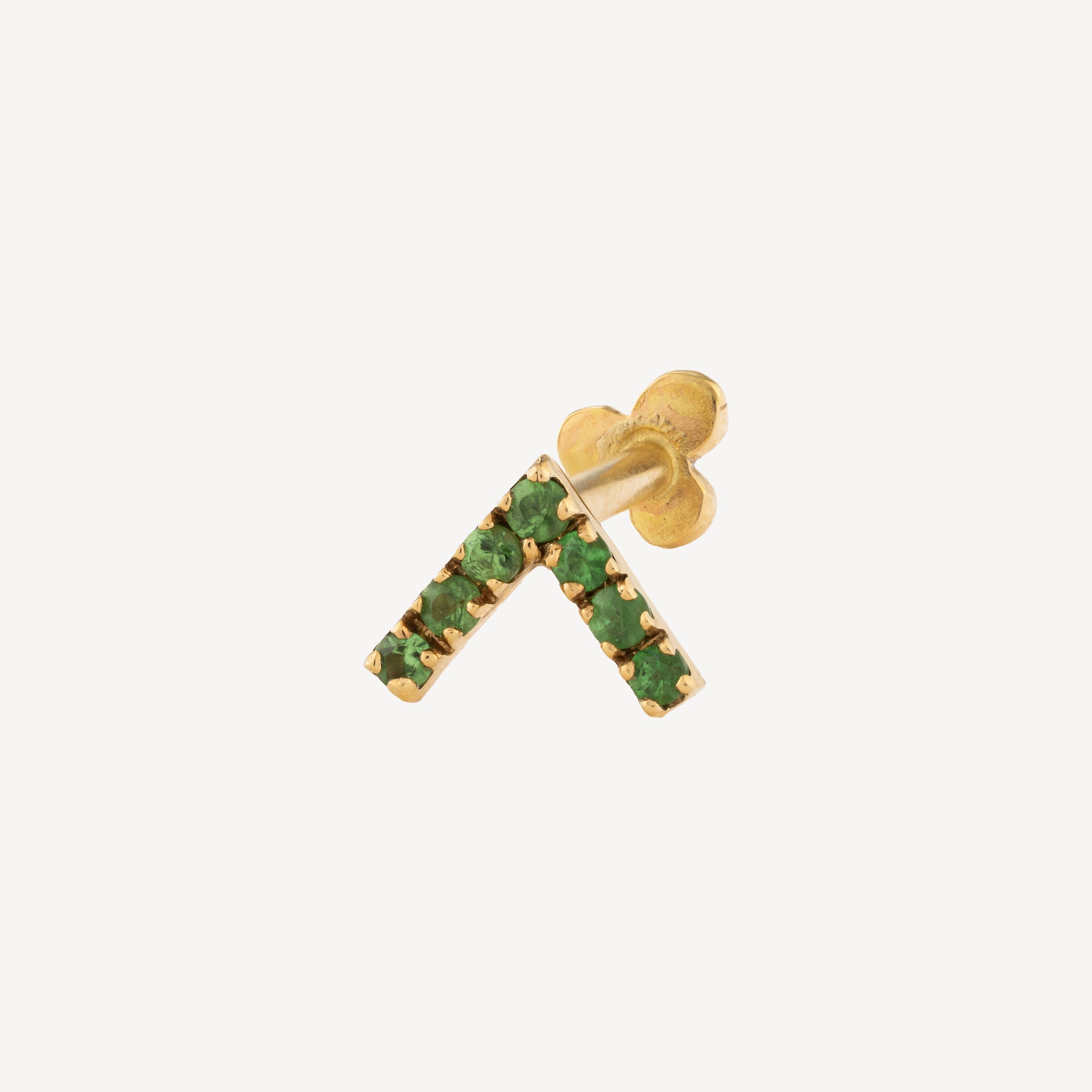 Stud Piercing V Tsavorite Yellow Gold