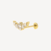 Stud Birne und Brillanten Unsichtbare Fassung Gelbgold 