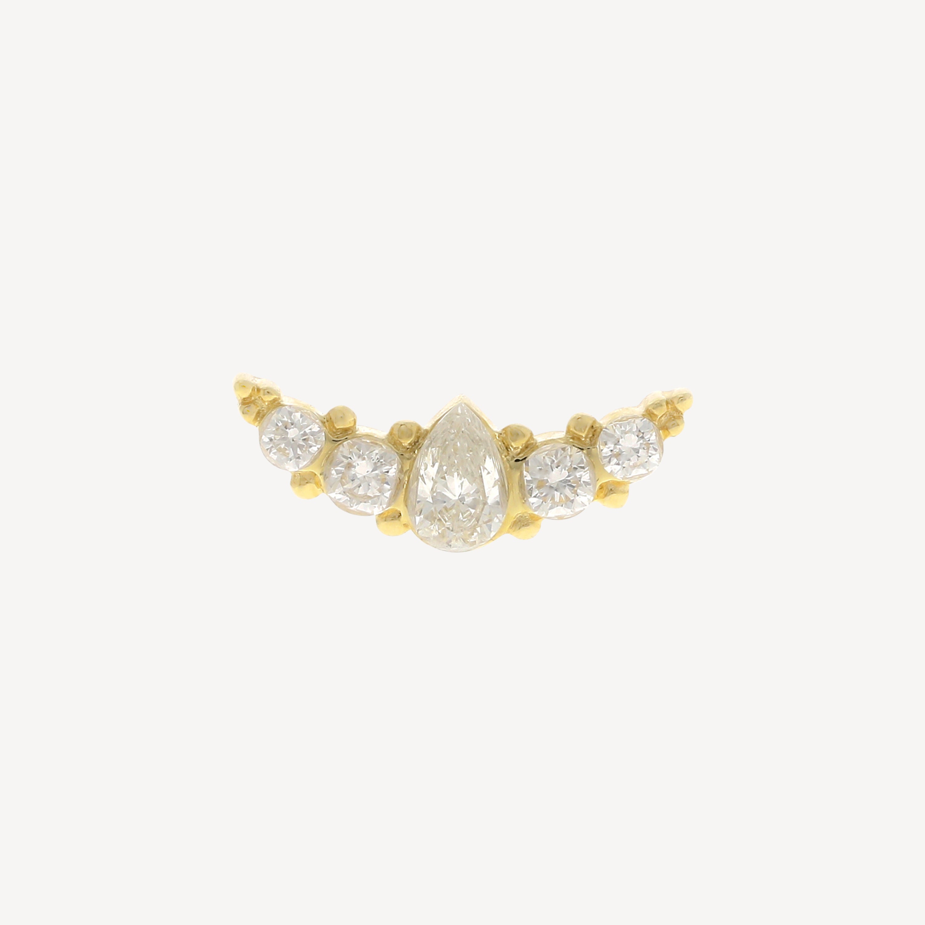 Stud Poire et Brillants Serti Invisible Or Jaune