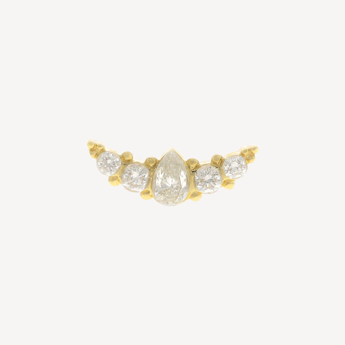 Invisible Yellow Gold and Brilliants Set Pear Stud