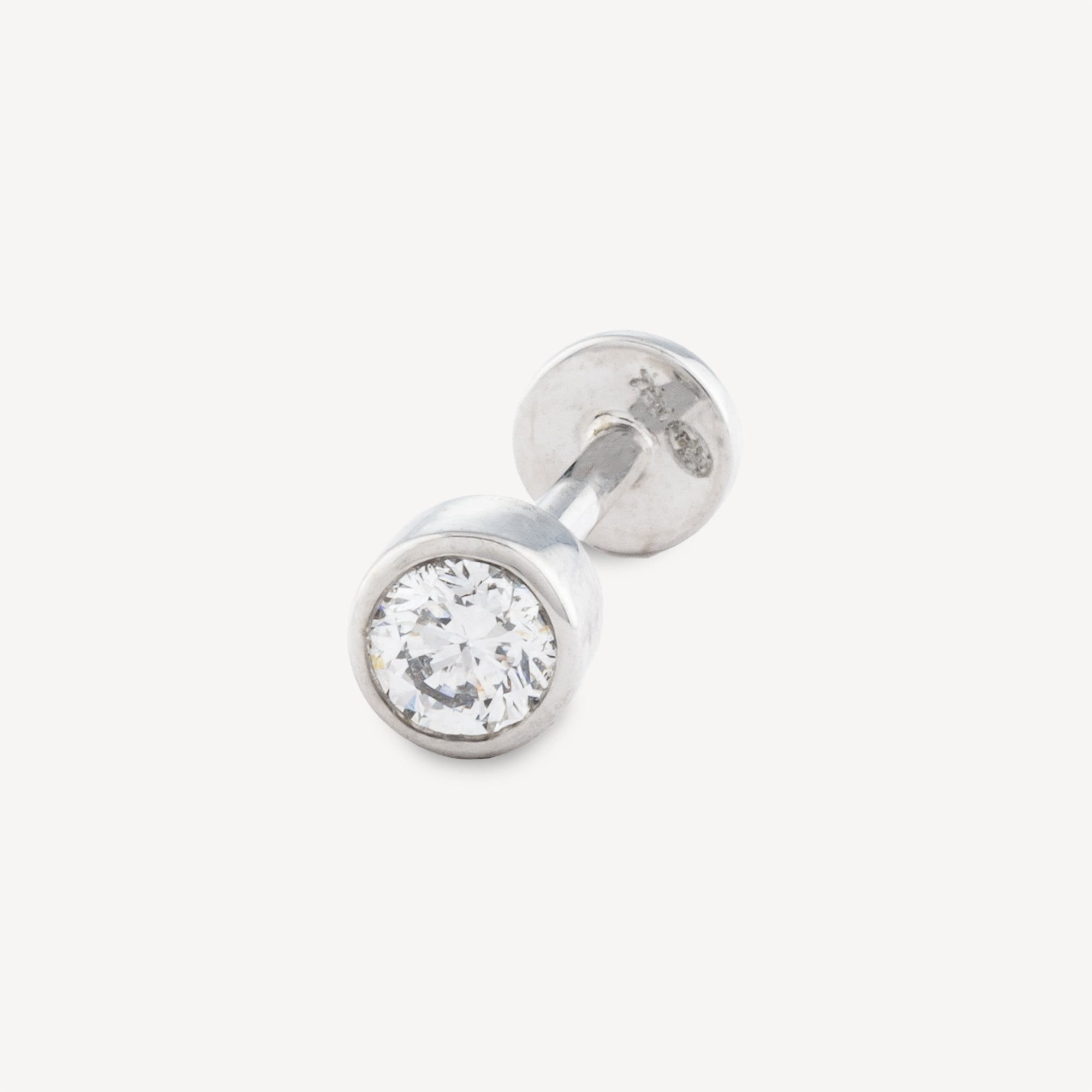 Stud Tube 8mm White Gold Diamond 3mm Bezel Setting