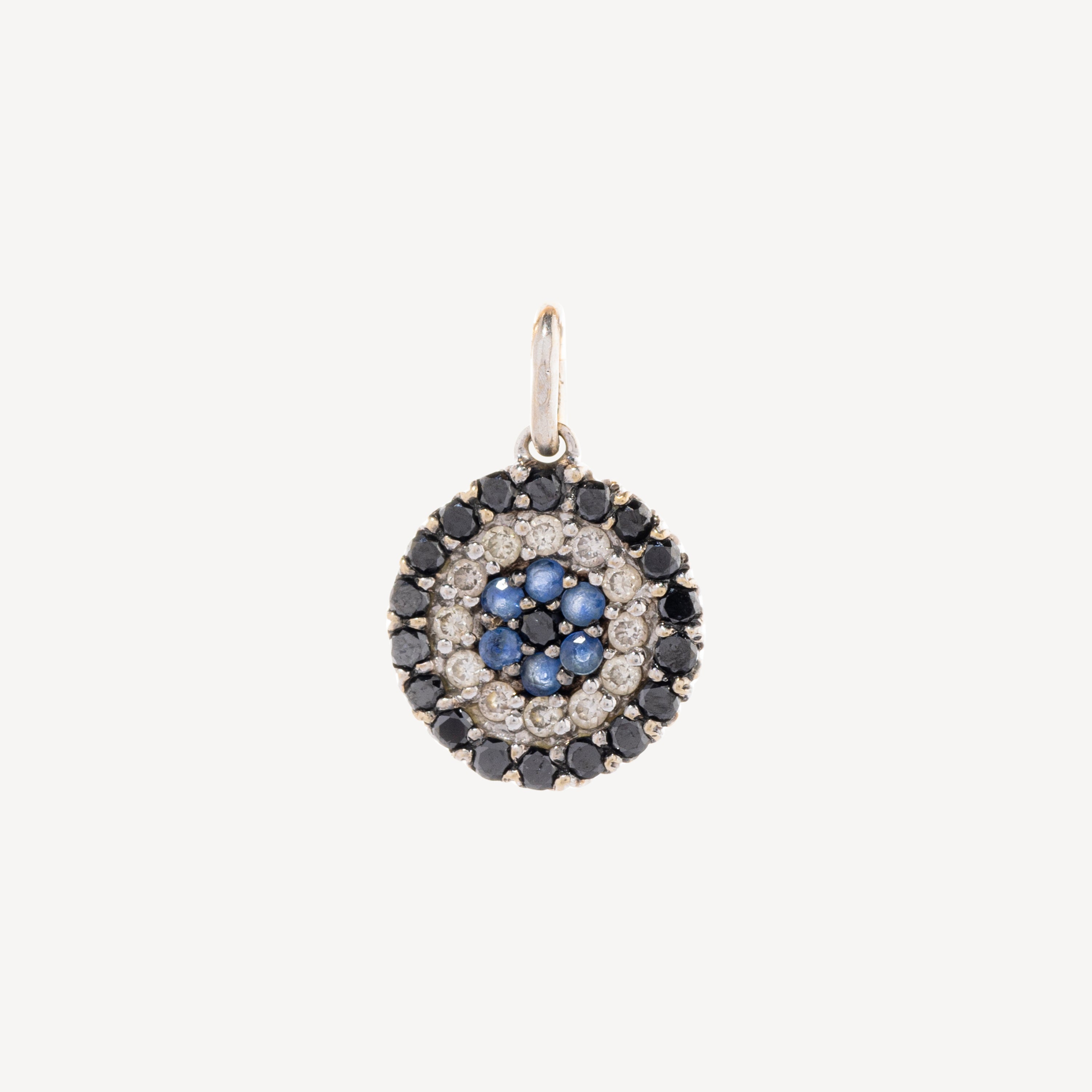 Evil Eye Diamond and Sapphire Disc Pendant