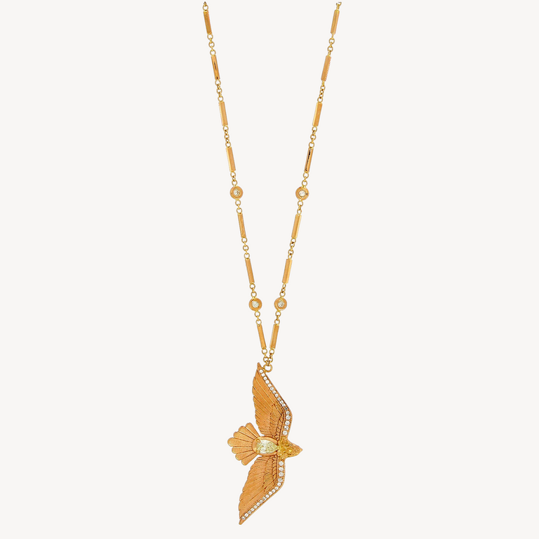 Collier Teardrop Diamond Flying Bird