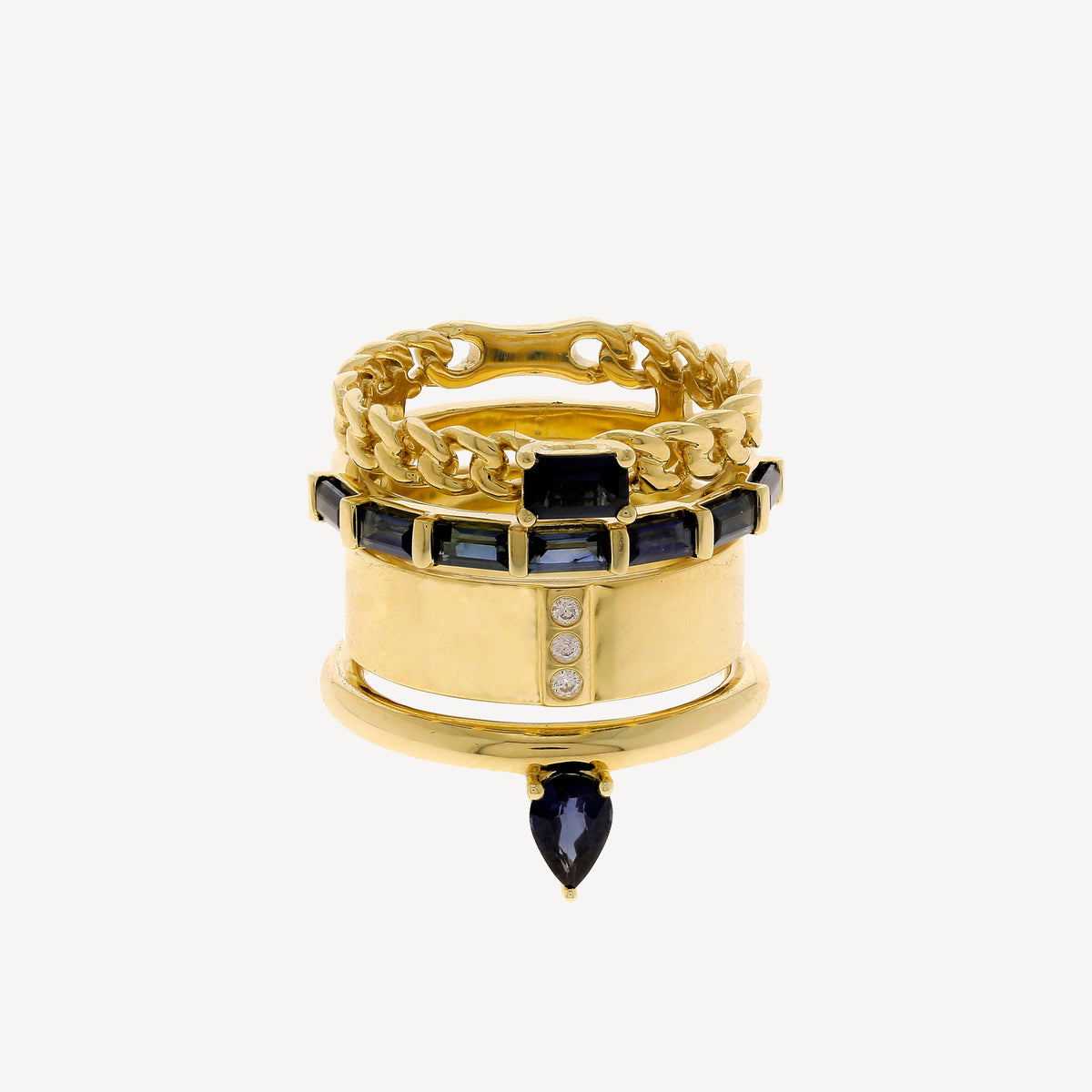 Bague The Type Stack Blue and White Sapphires