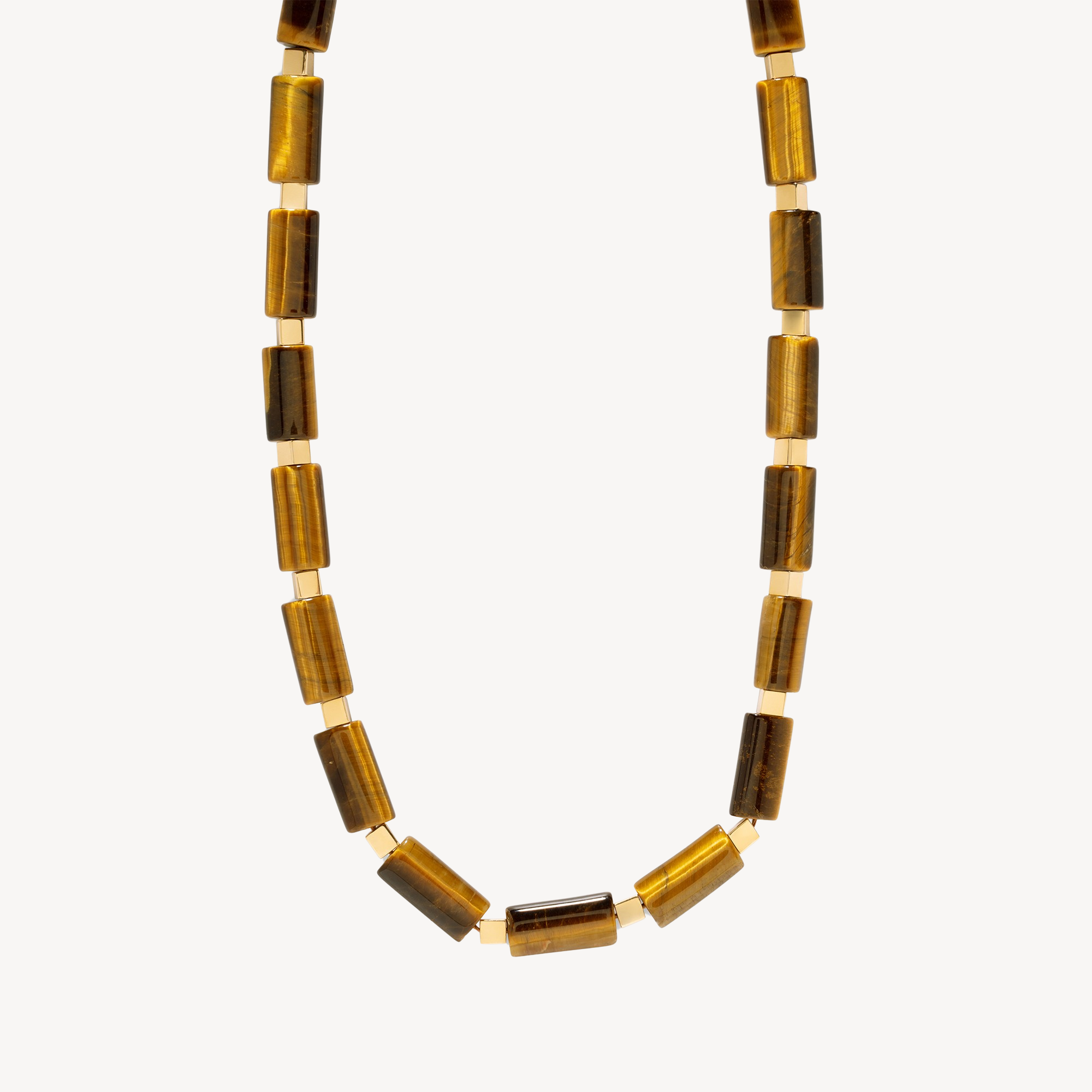 Halskette mit Tigerauge und Goldbarrenperlen