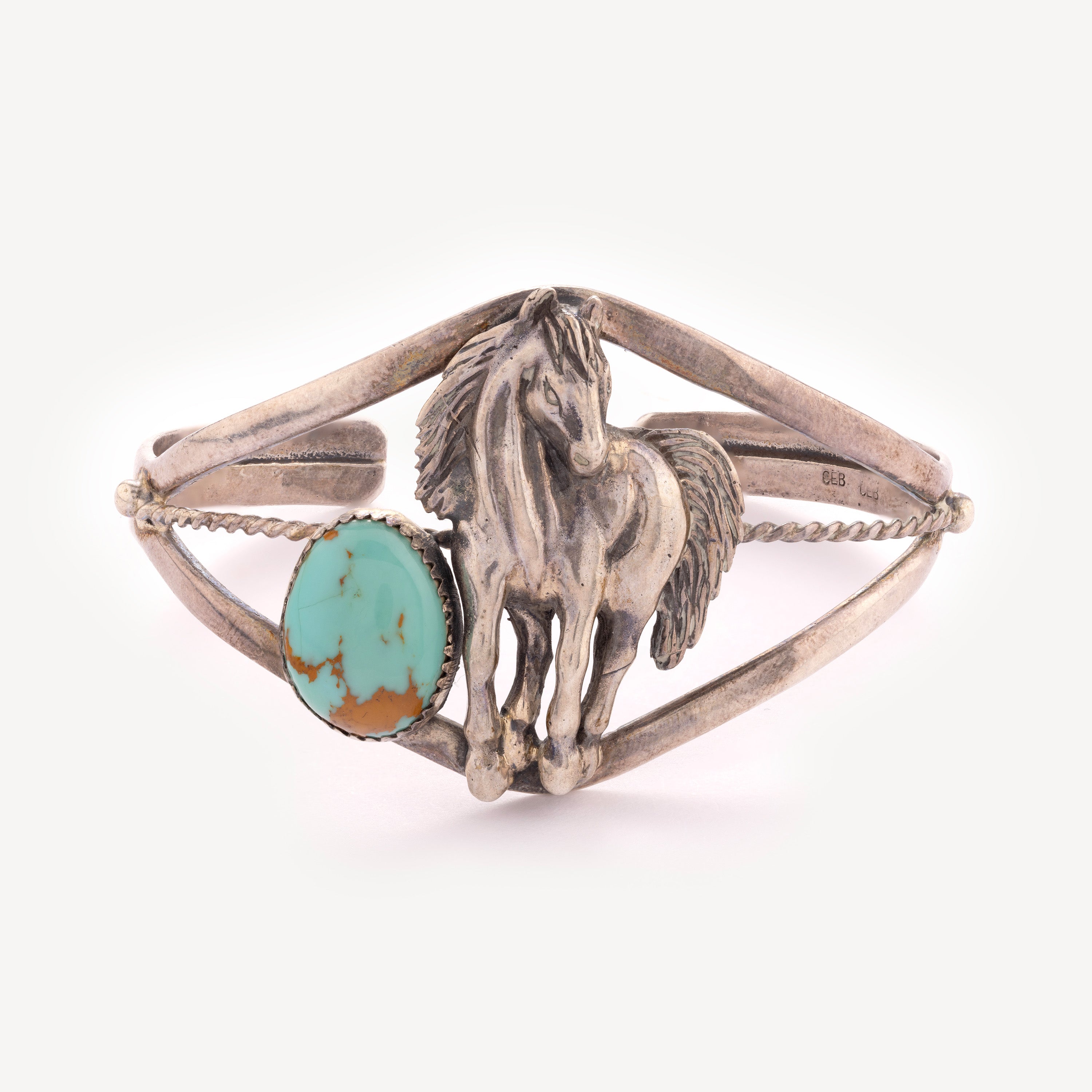 Bracelet cheval argent et turquoise