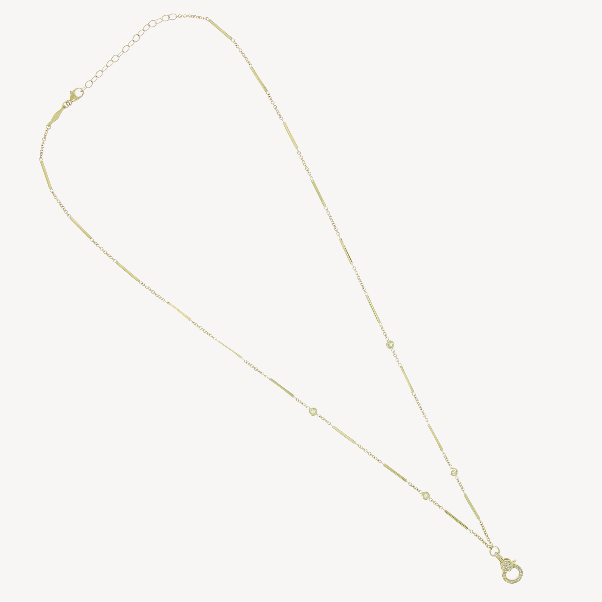 Yellow Gold Necklace with Paved Diamond Charms