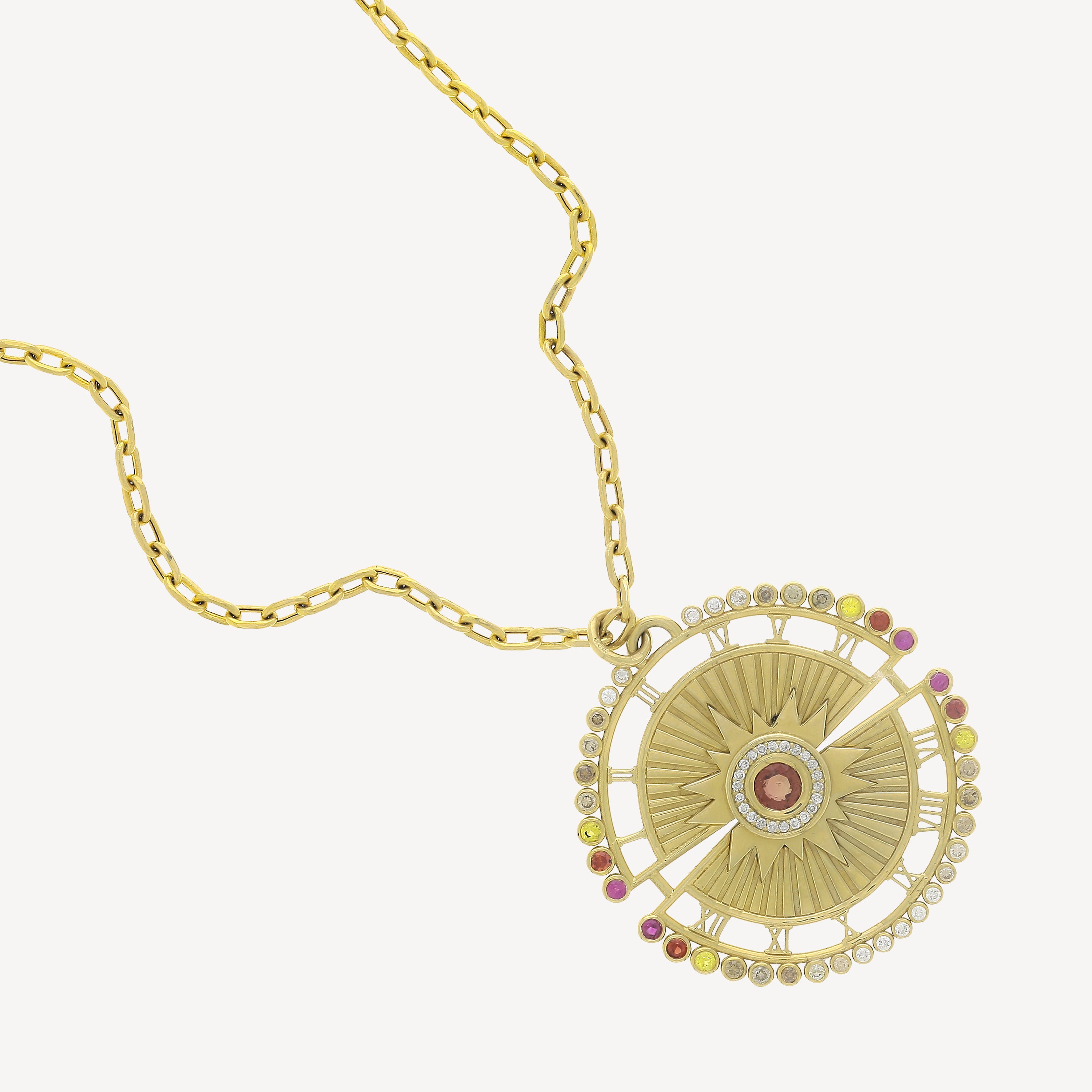 Wheel of Day Necklace Yellow Gold