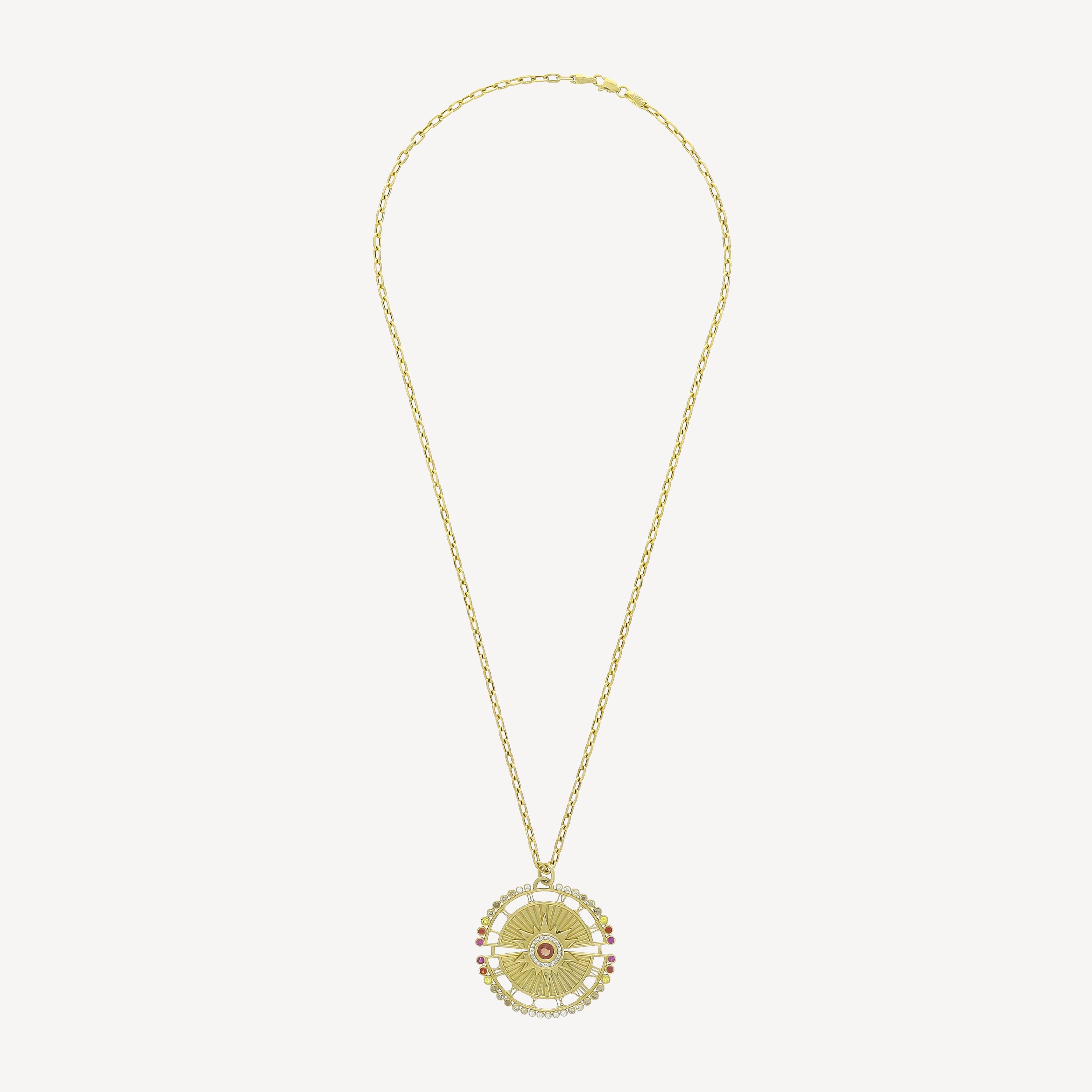 Wheel of Day Necklace Yellow Gold