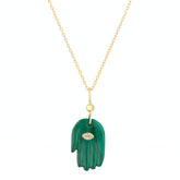 Collier Main Malachite et Oeil Marquise Diamant
