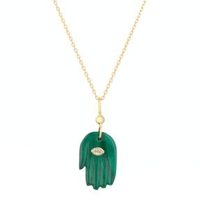 Collier Main Malachite et Oeil Marquise Diamant