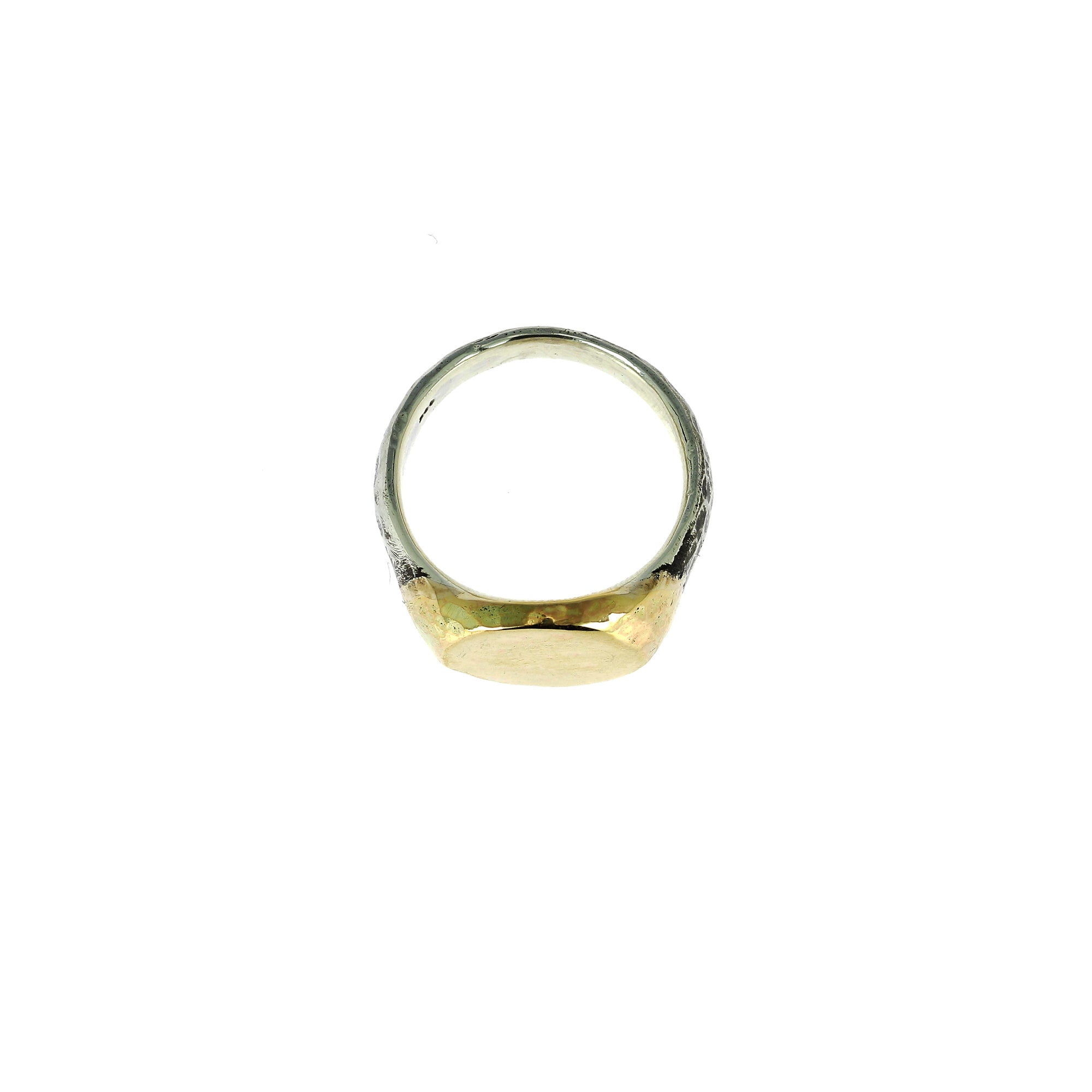 Gold Hammered Round Signet Ring