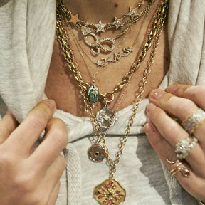Collier Main Malachite et Oeil Marquise Diamant
