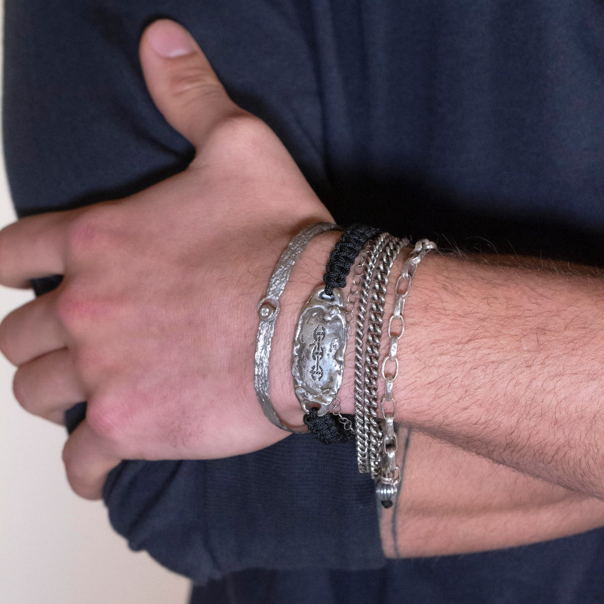 Heilige Platte Schwarze Kordel Armband