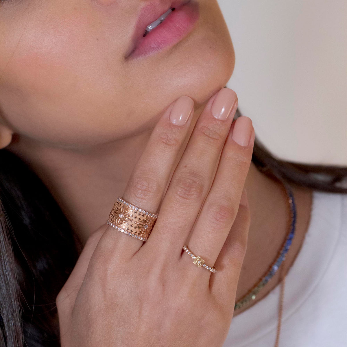 Bague Alliance Or Rose Diamant Blanc