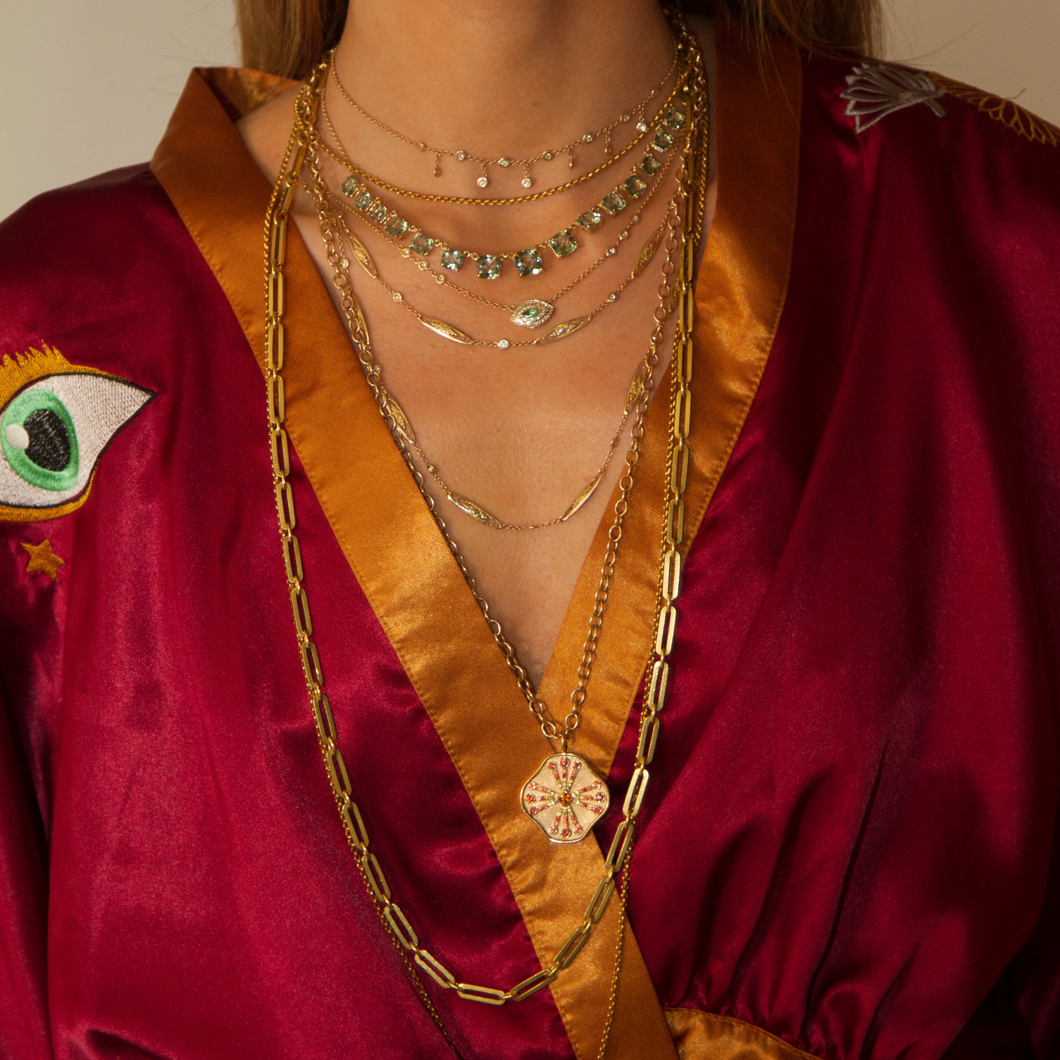 Halbdiamant-Shaker-Halskette aus Gelbgold
