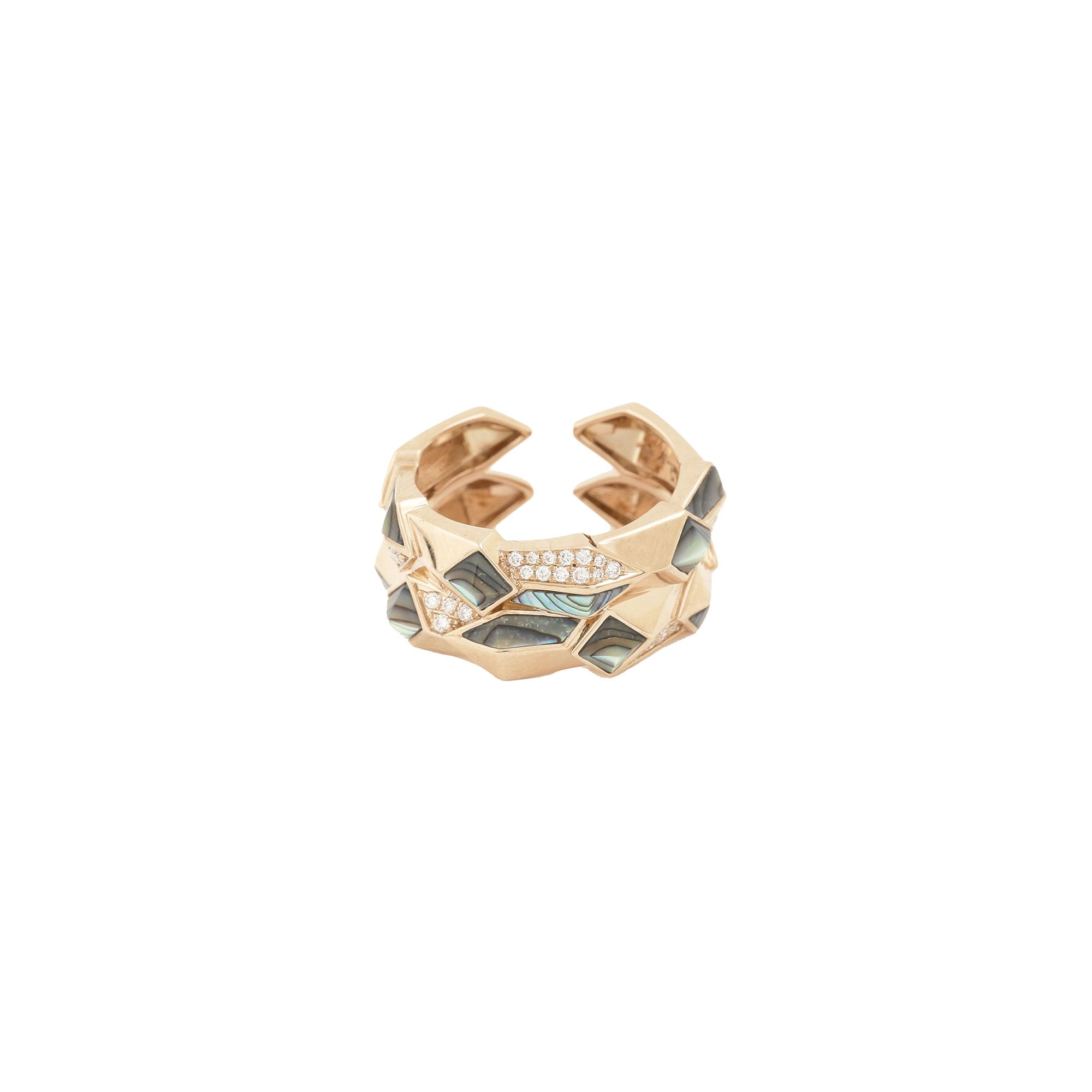 Edgy Double Abalone Ring
