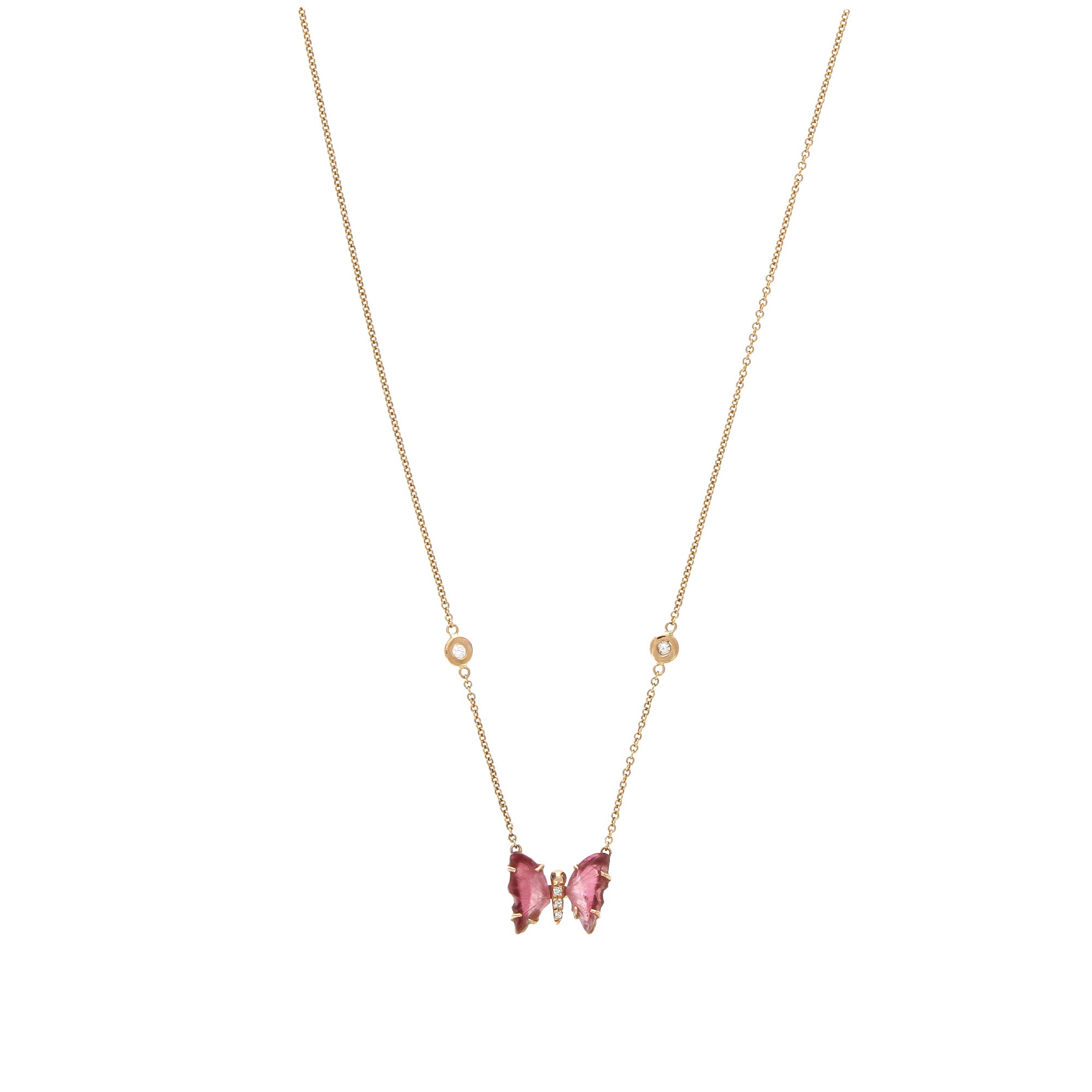 Collier Baby Pink Tourmaline Butterfly