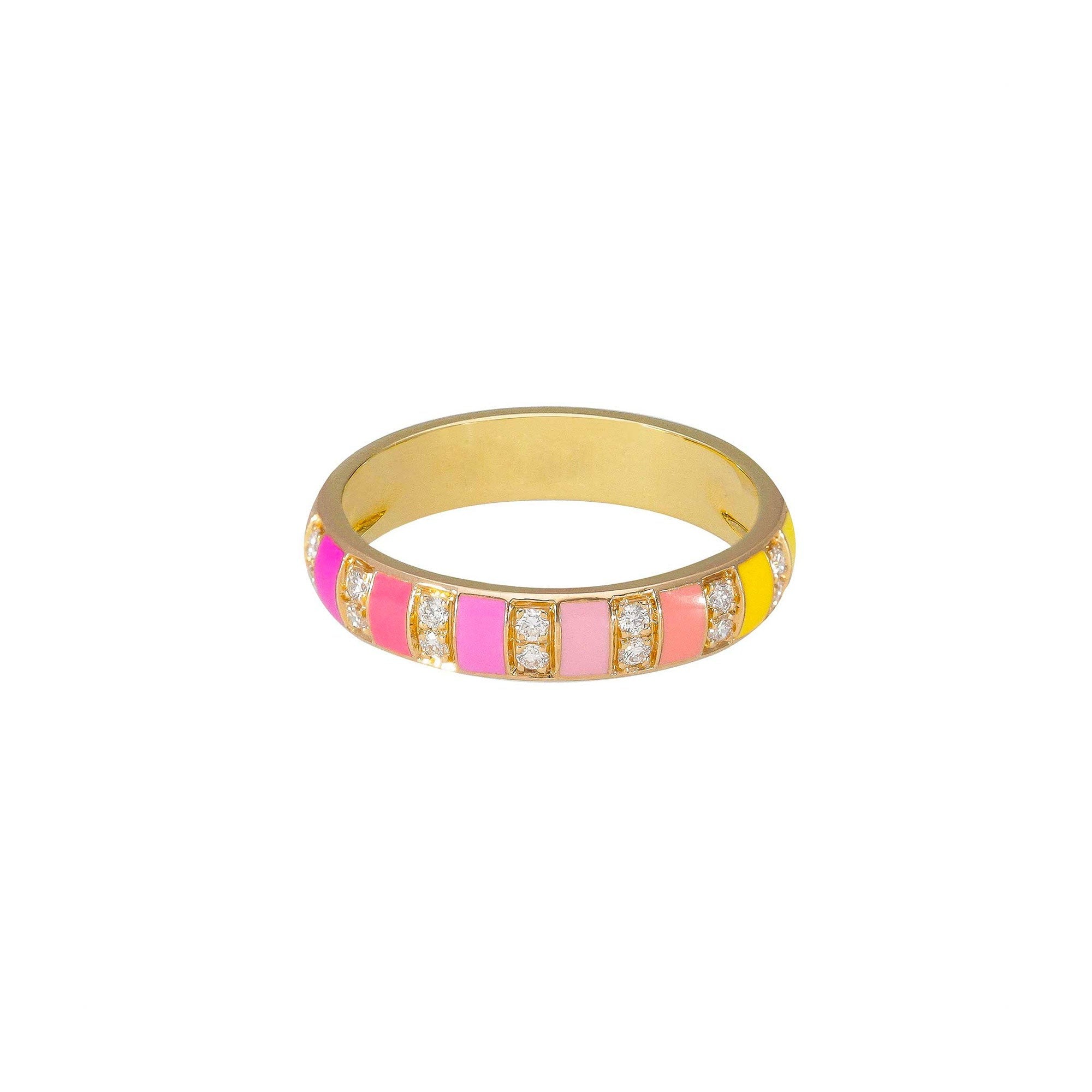 Multicolor Enamel and Rose Gold Diamonds Billie Ring 
