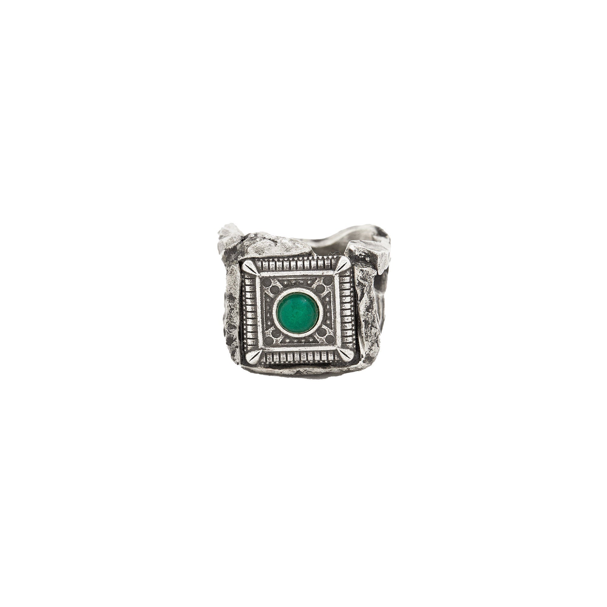 Green Agate Square Ring