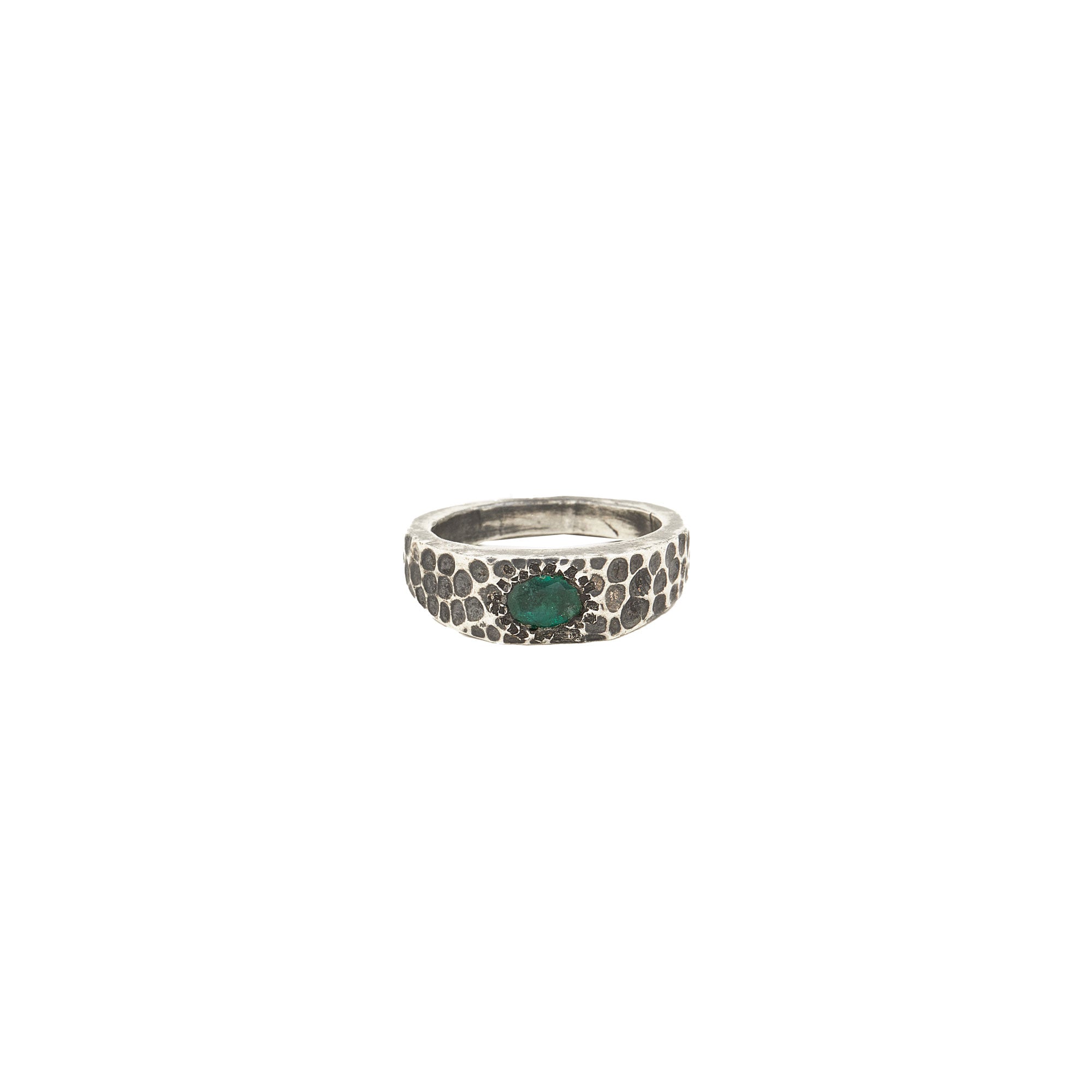 Emerald Hammered Ring