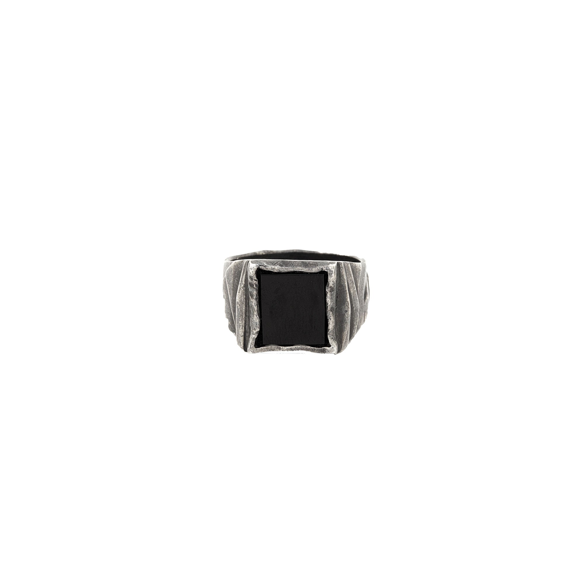 Silver Square Onyx Ring