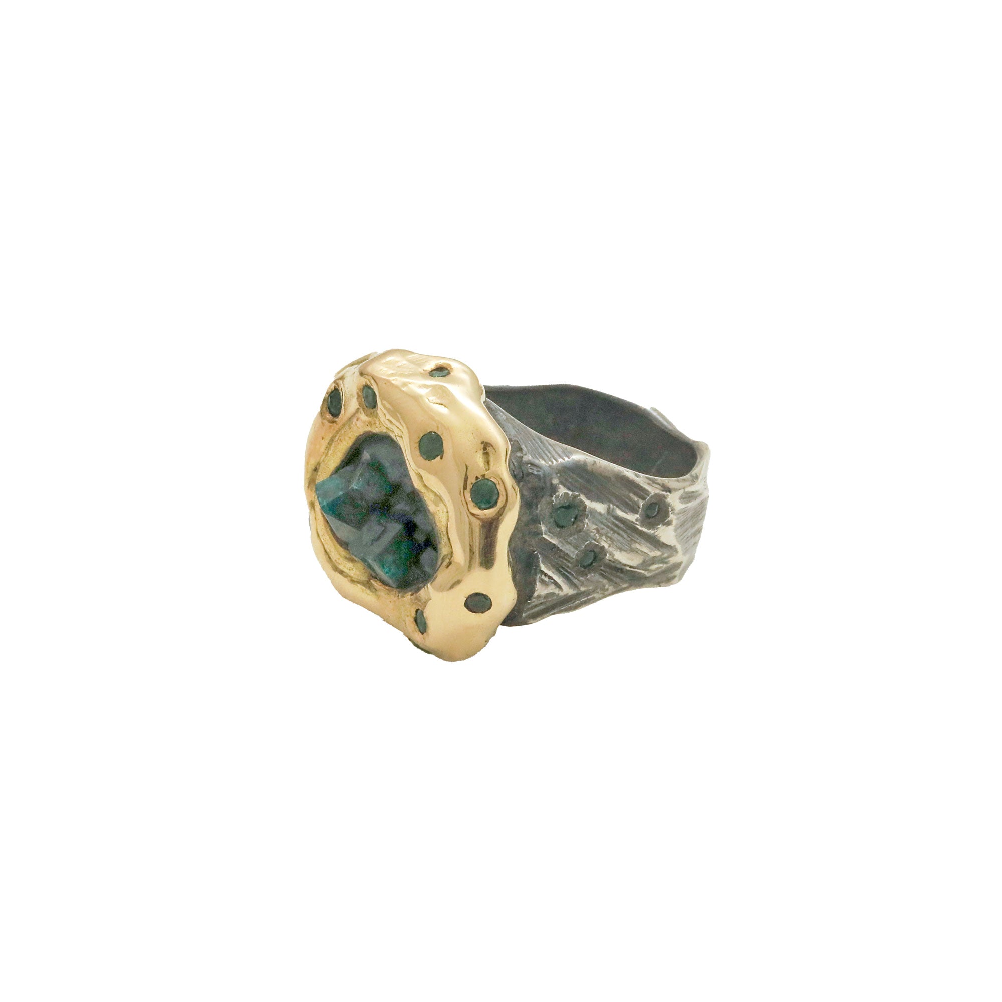 Gold and Silver Emerald Ring