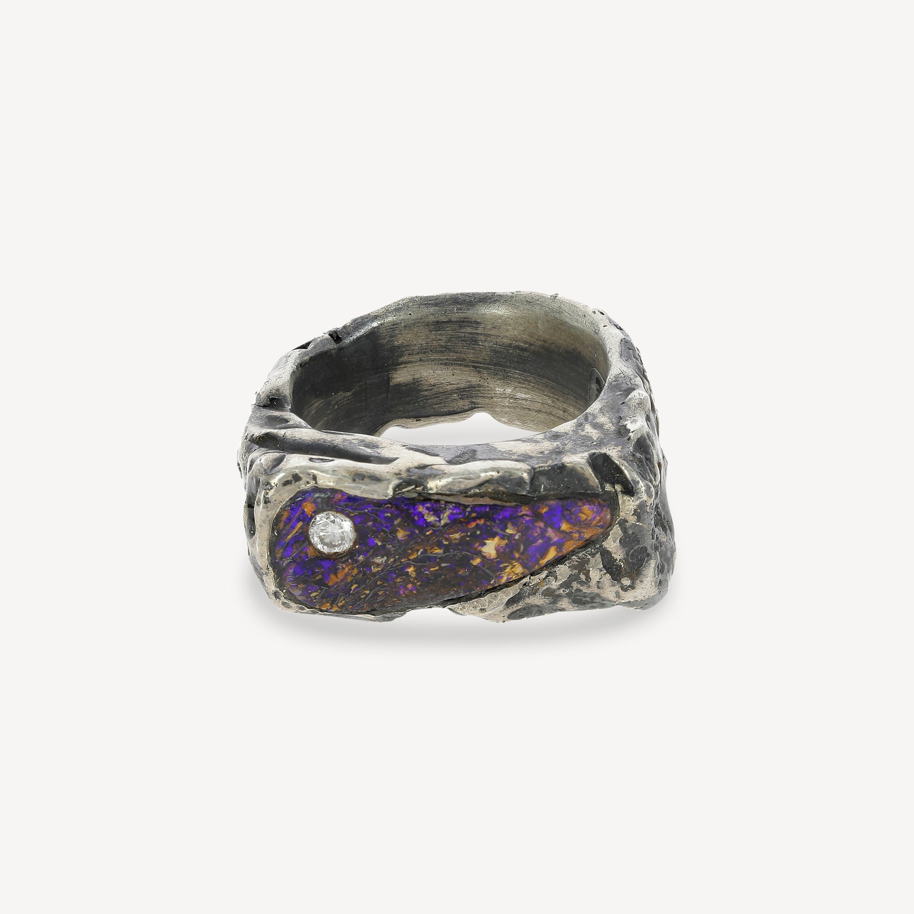 Violettem Opal und Diamant Rechteckiger Ring
