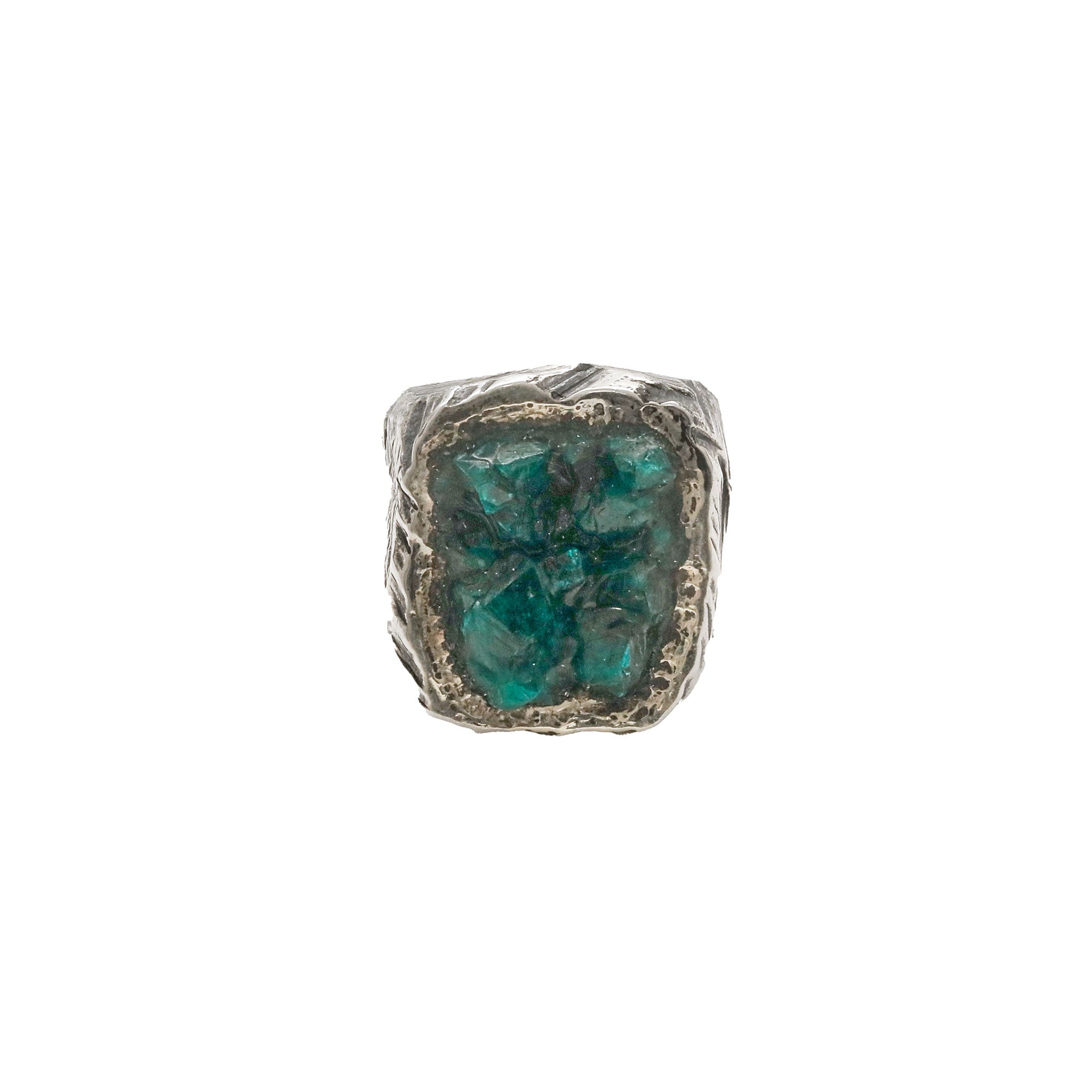 Emerald Striped Rectangle Ring