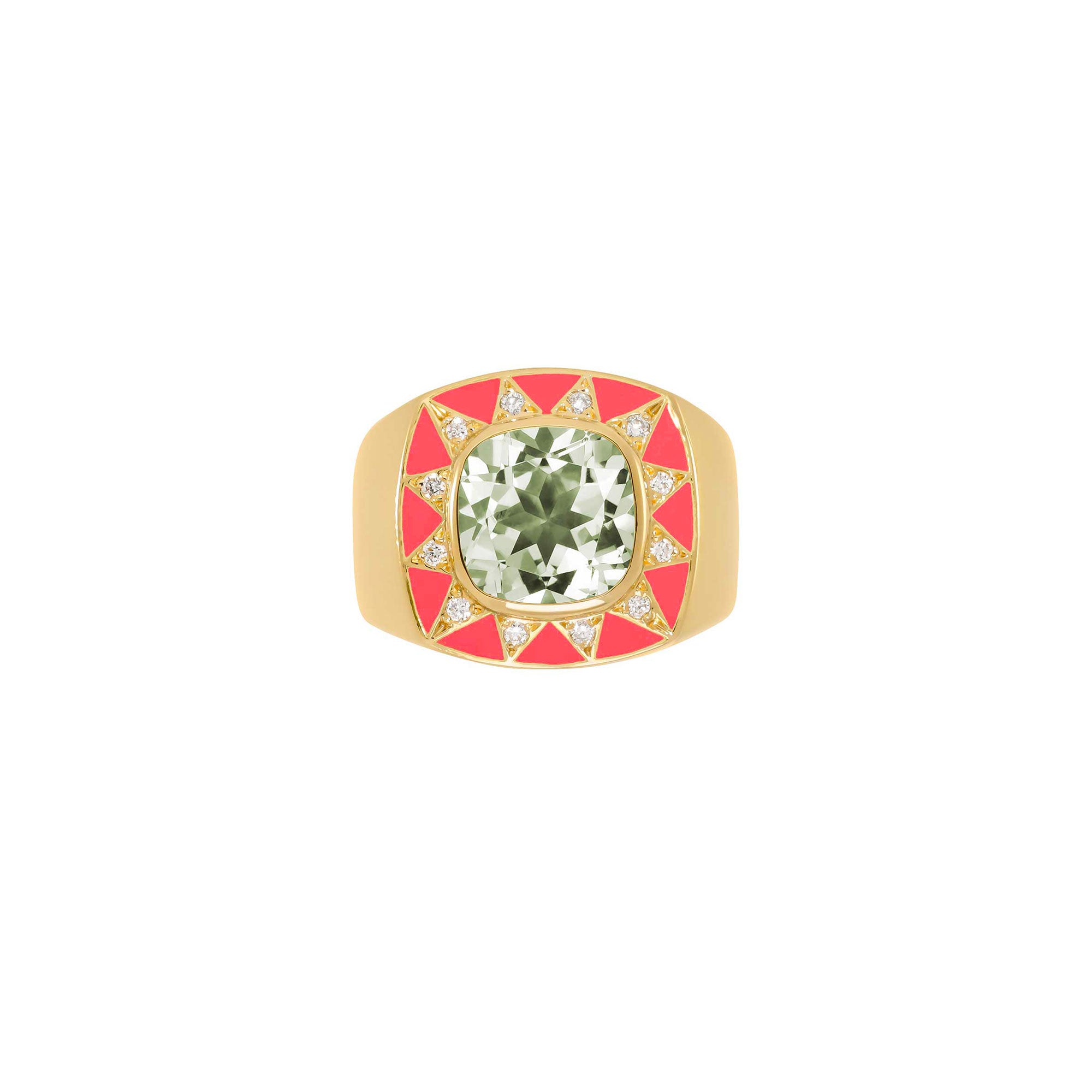 Green Amethyst and Diamonds Stella Ring