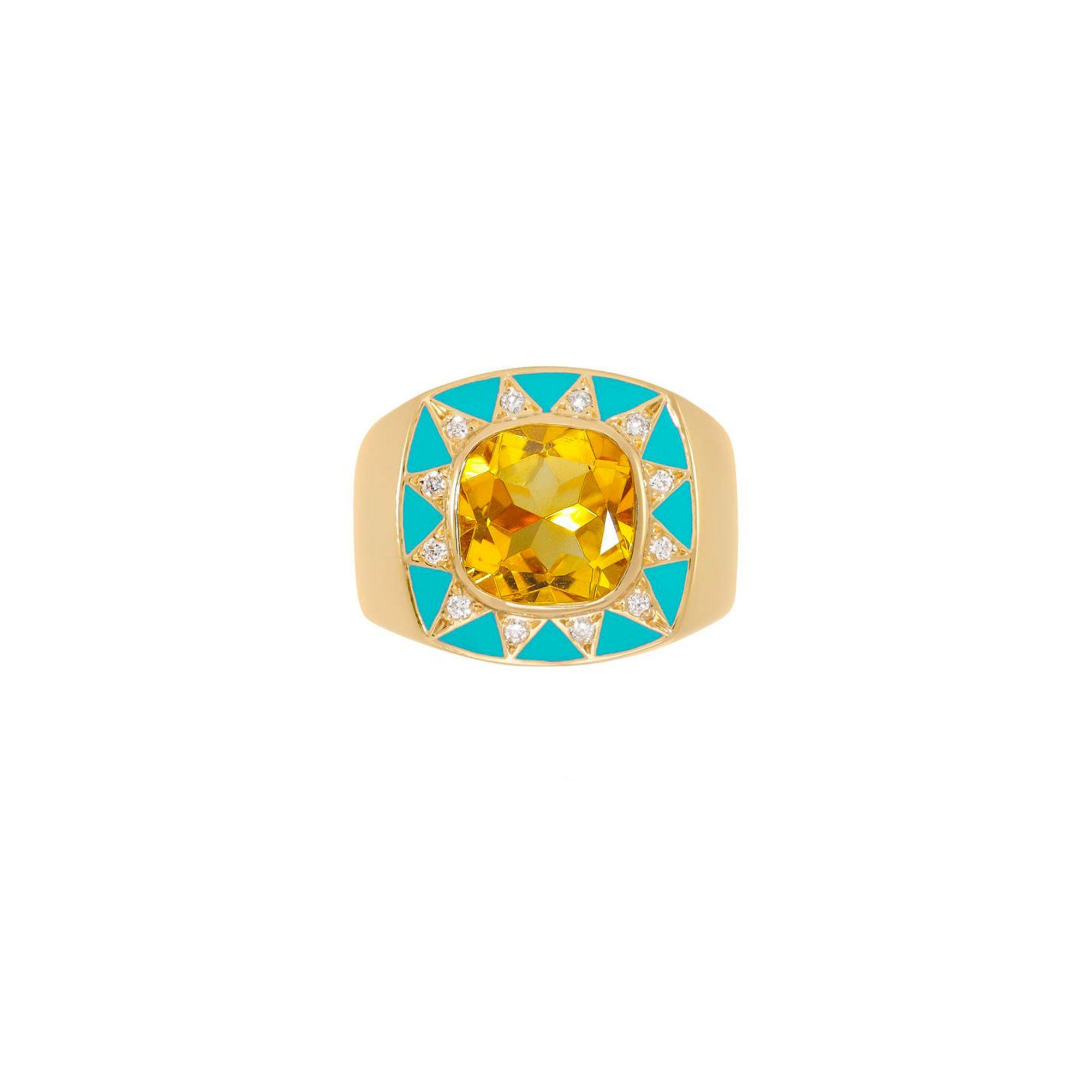 Yellow Citrine and Diamonds Stella Ring