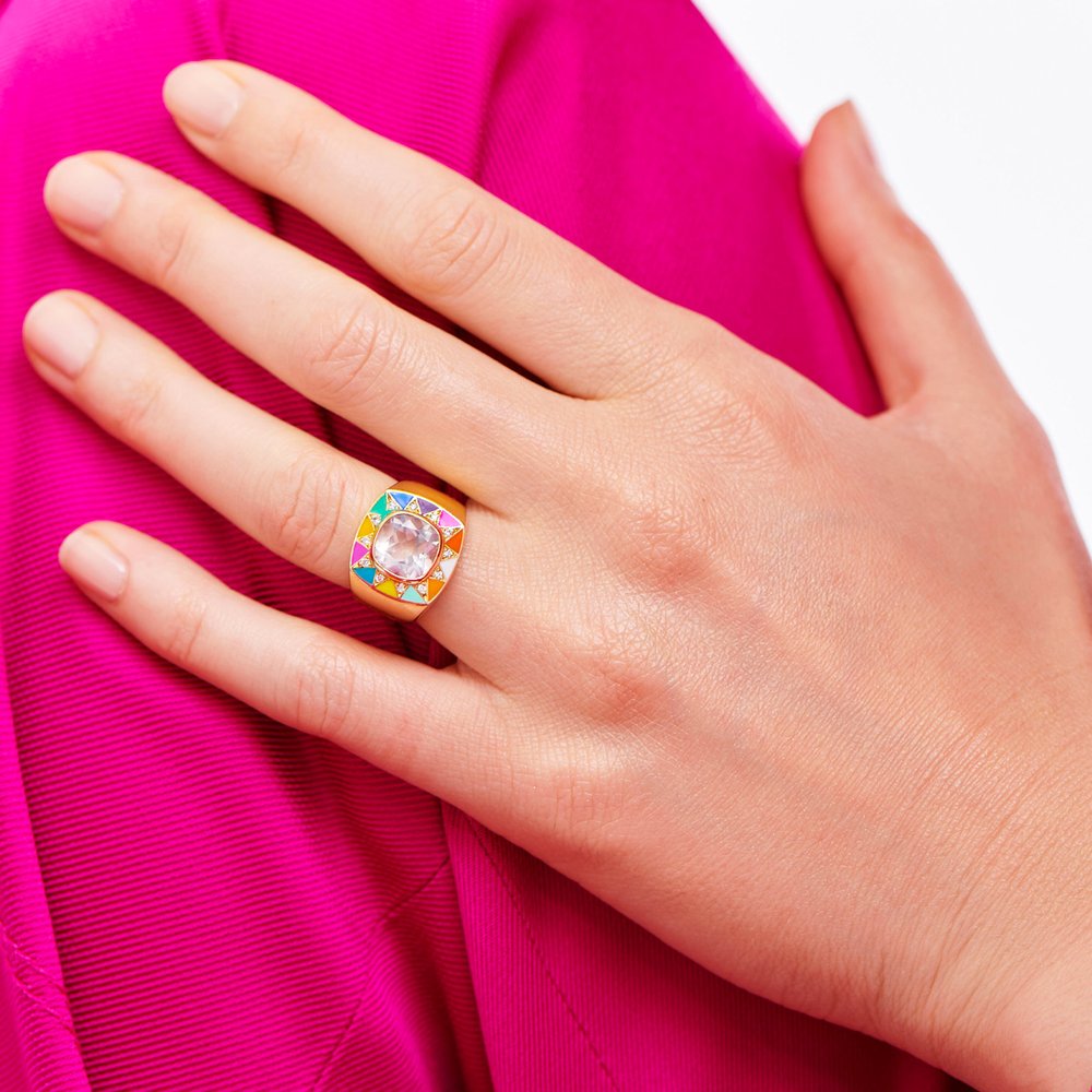 Bague Stella Quartz Rose et Diamants