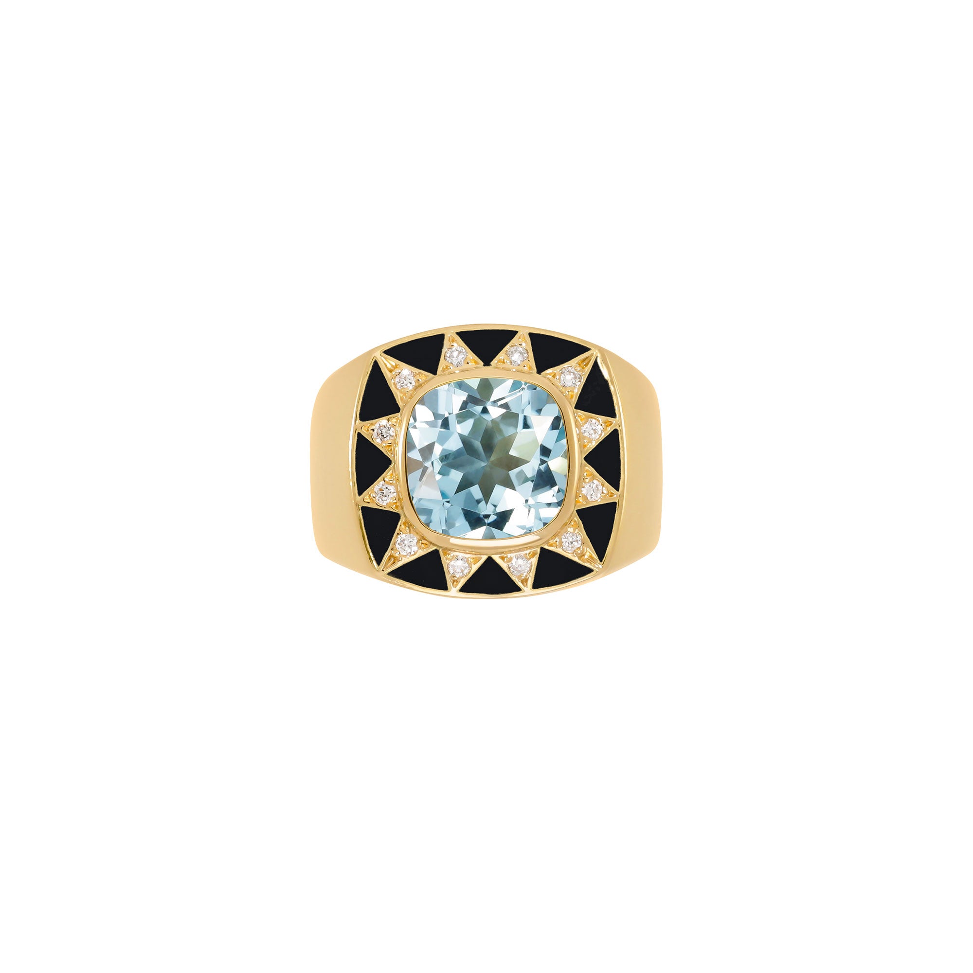 Stella-Ring mit blauem Topas und Diamant