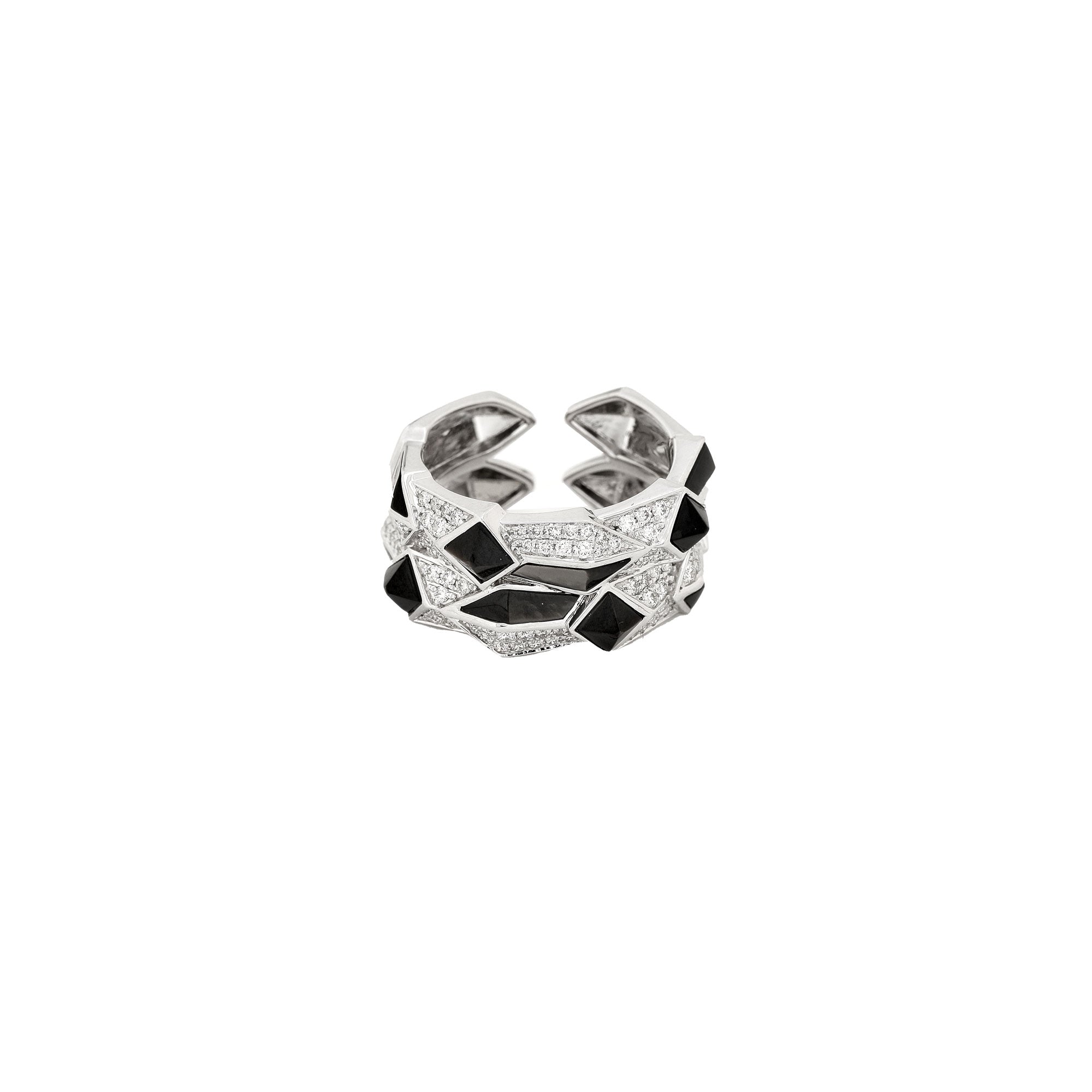 Edgy Double Black Mother Of Pearl Ring
