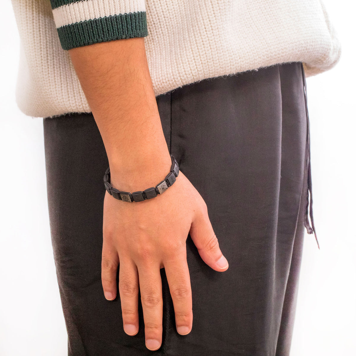 Weißgold Weißer Diamant und Onyx Armband