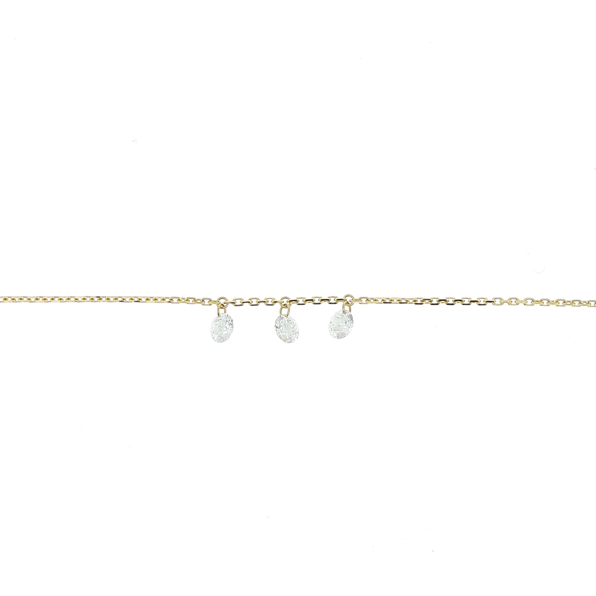 Bracelet diamants pendants 3.5mm or jaune
