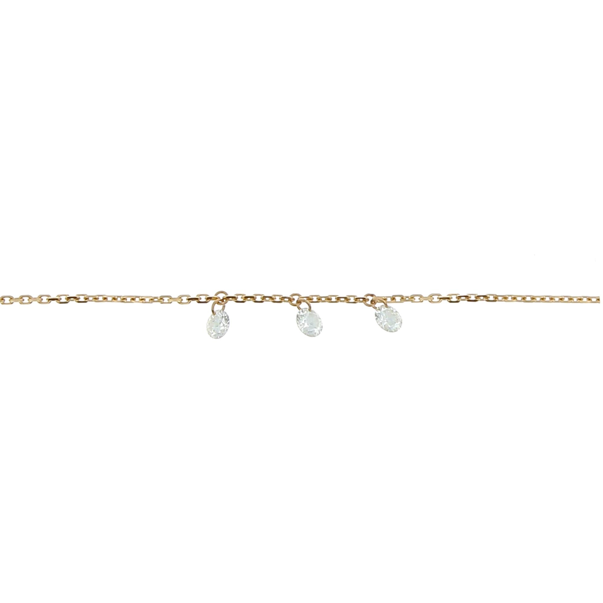 3mm Rose Gold Dangling Diamond Bracelet 