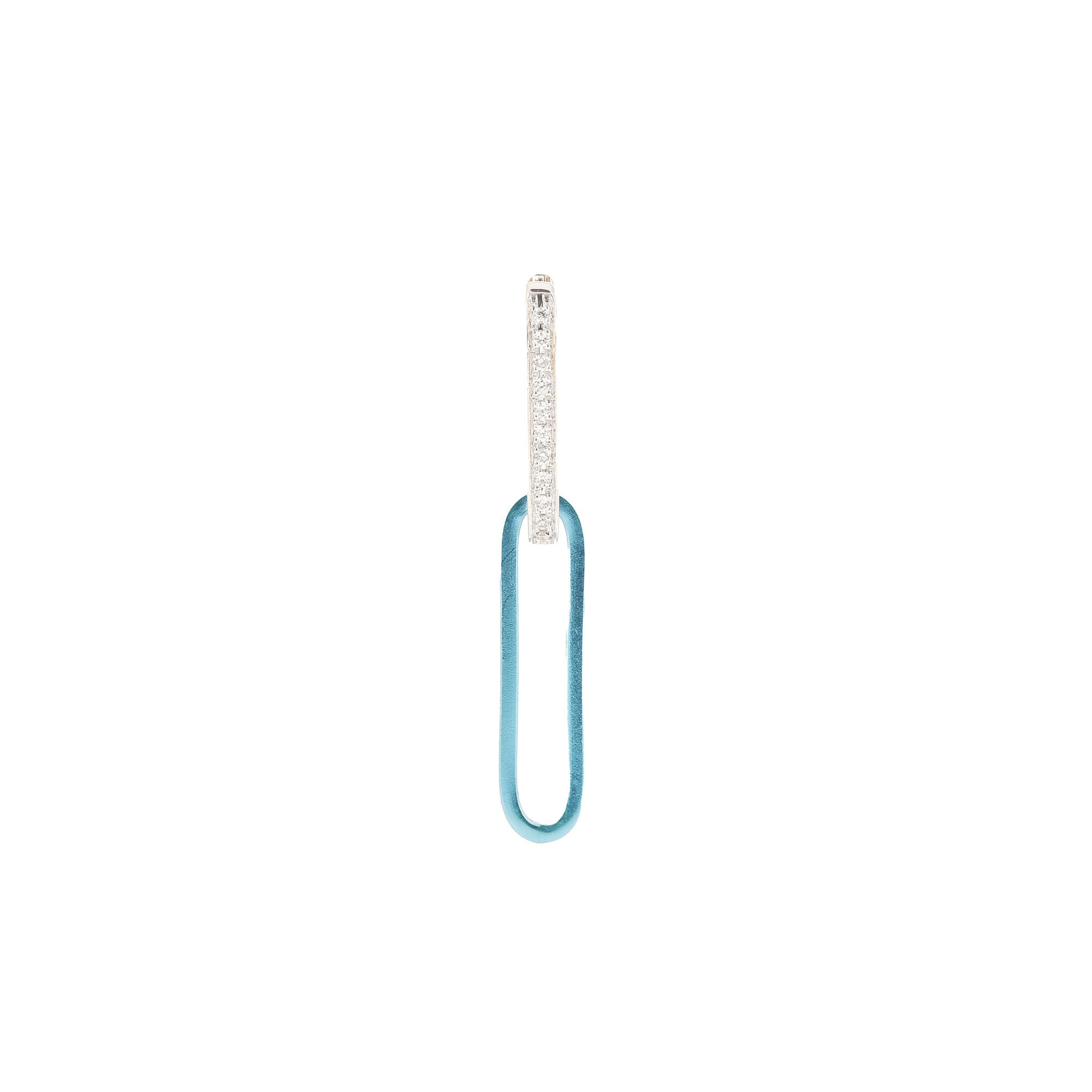 Boucle d'oreille Cable Cyan Or Blanc