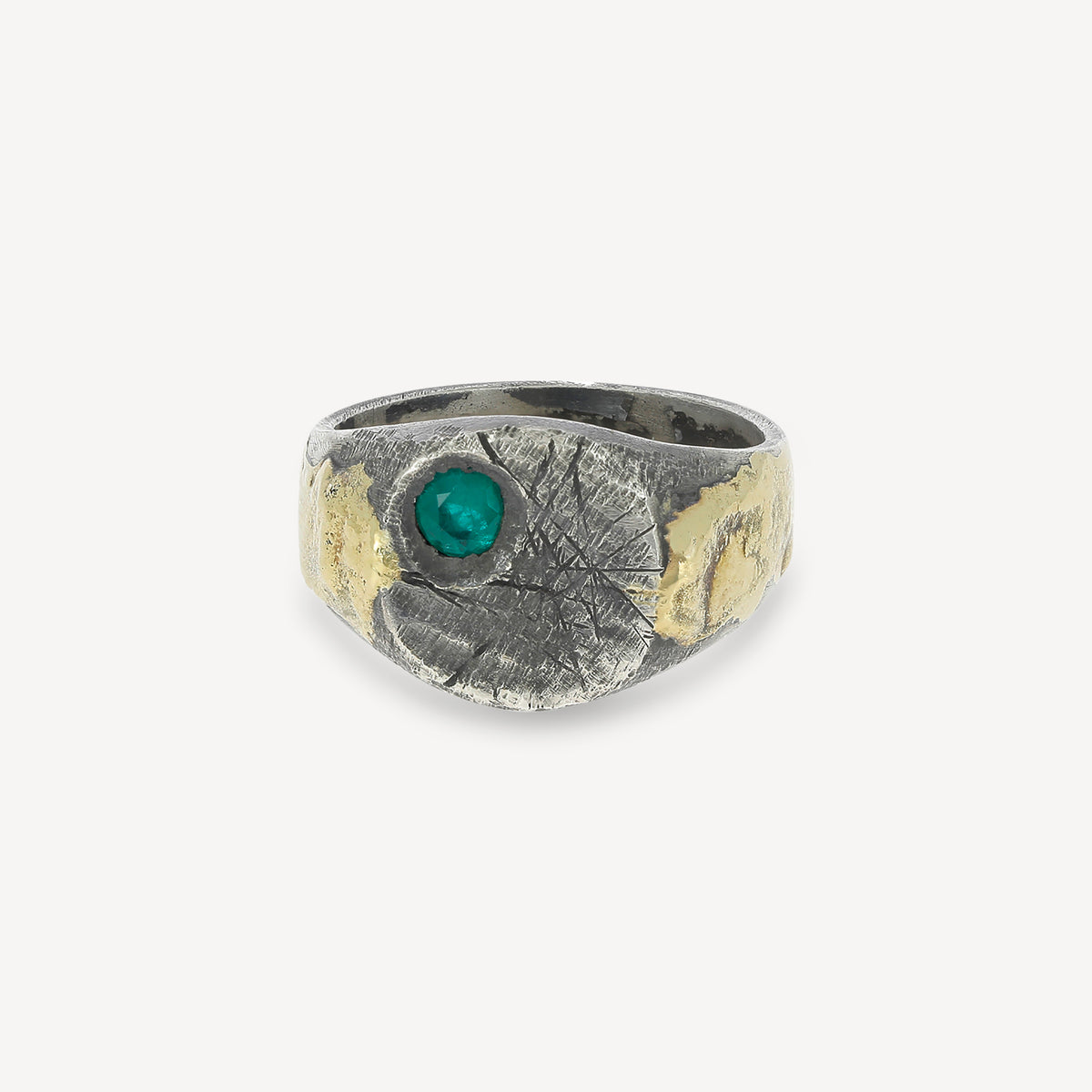 Gold and Emerald Coulure Signet Ring