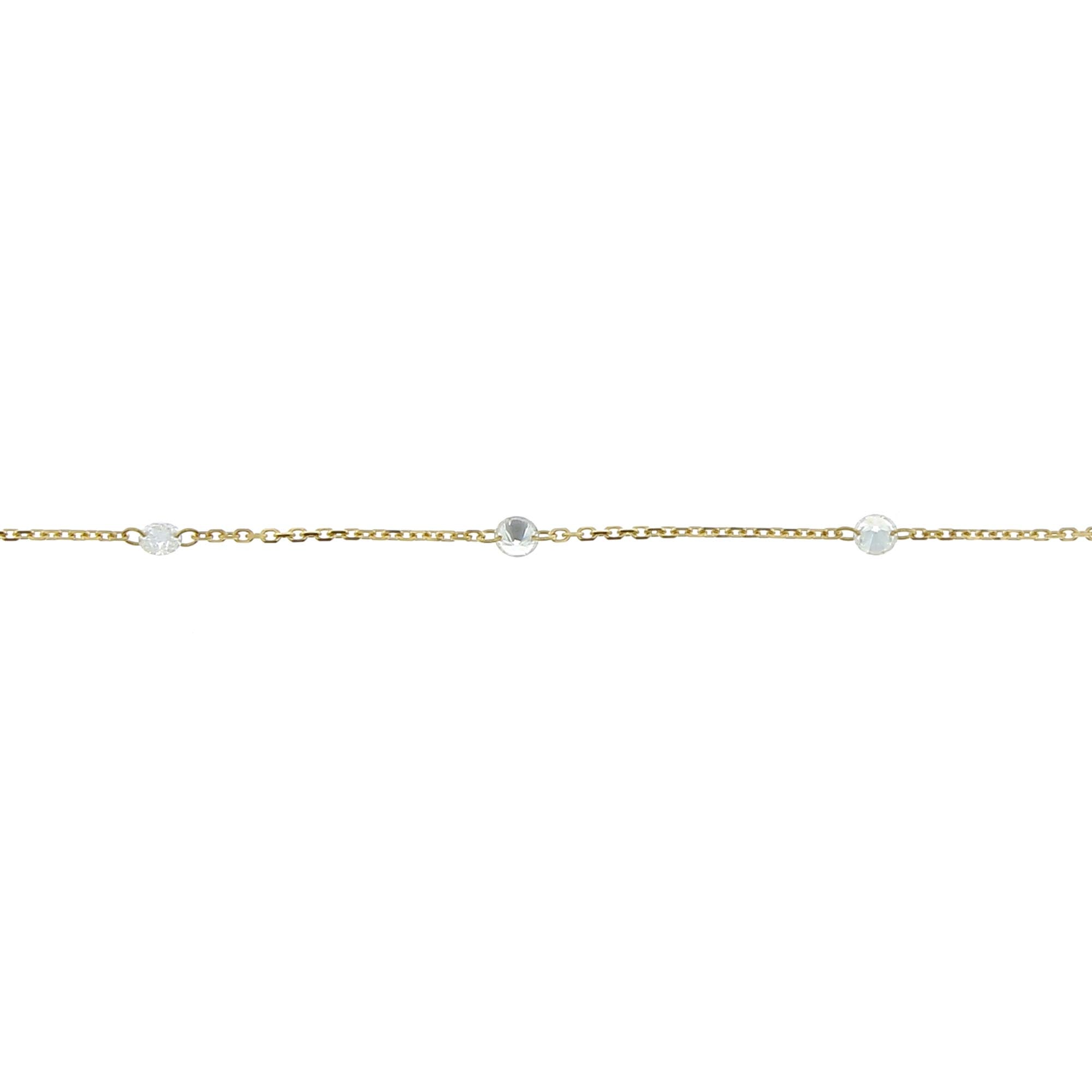 Halskette mit 9 Diamanten besetzt aus 3 mm Gelbgold
