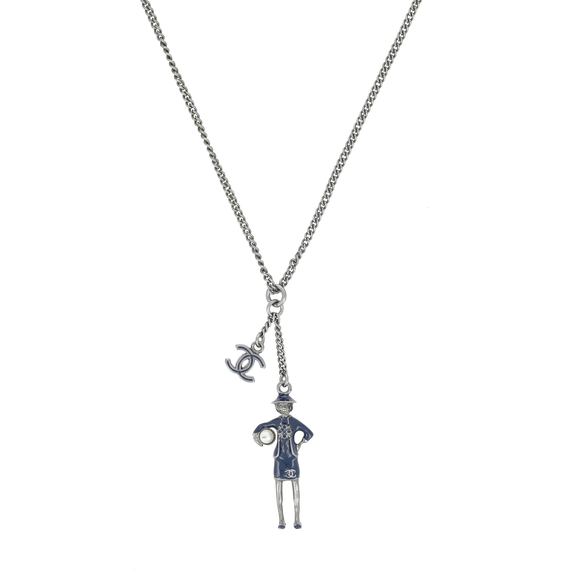 Chanel-Charakter-Halskette aus Metall und Emaille