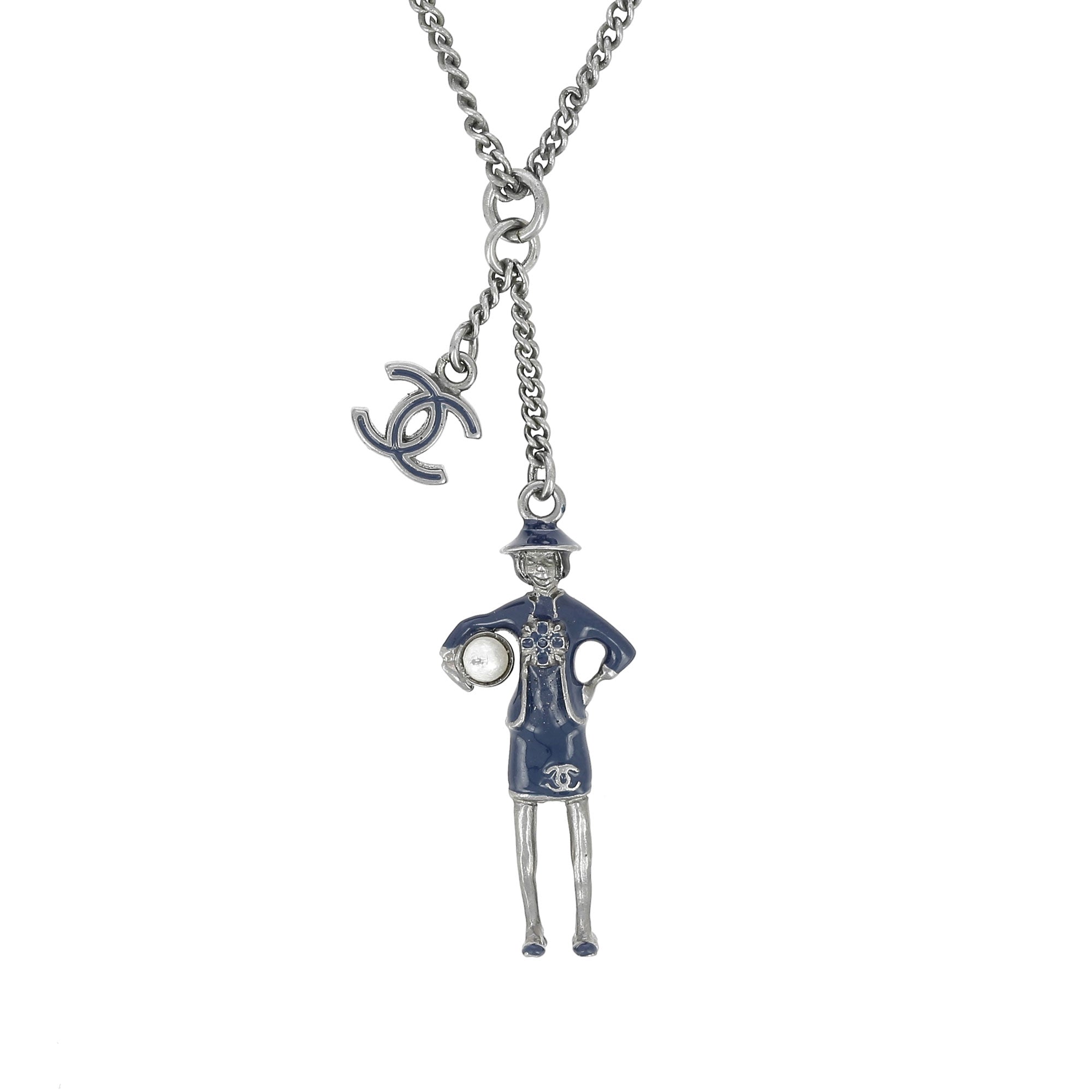 Chanel-Charakter-Halskette aus Metall und Emaille
